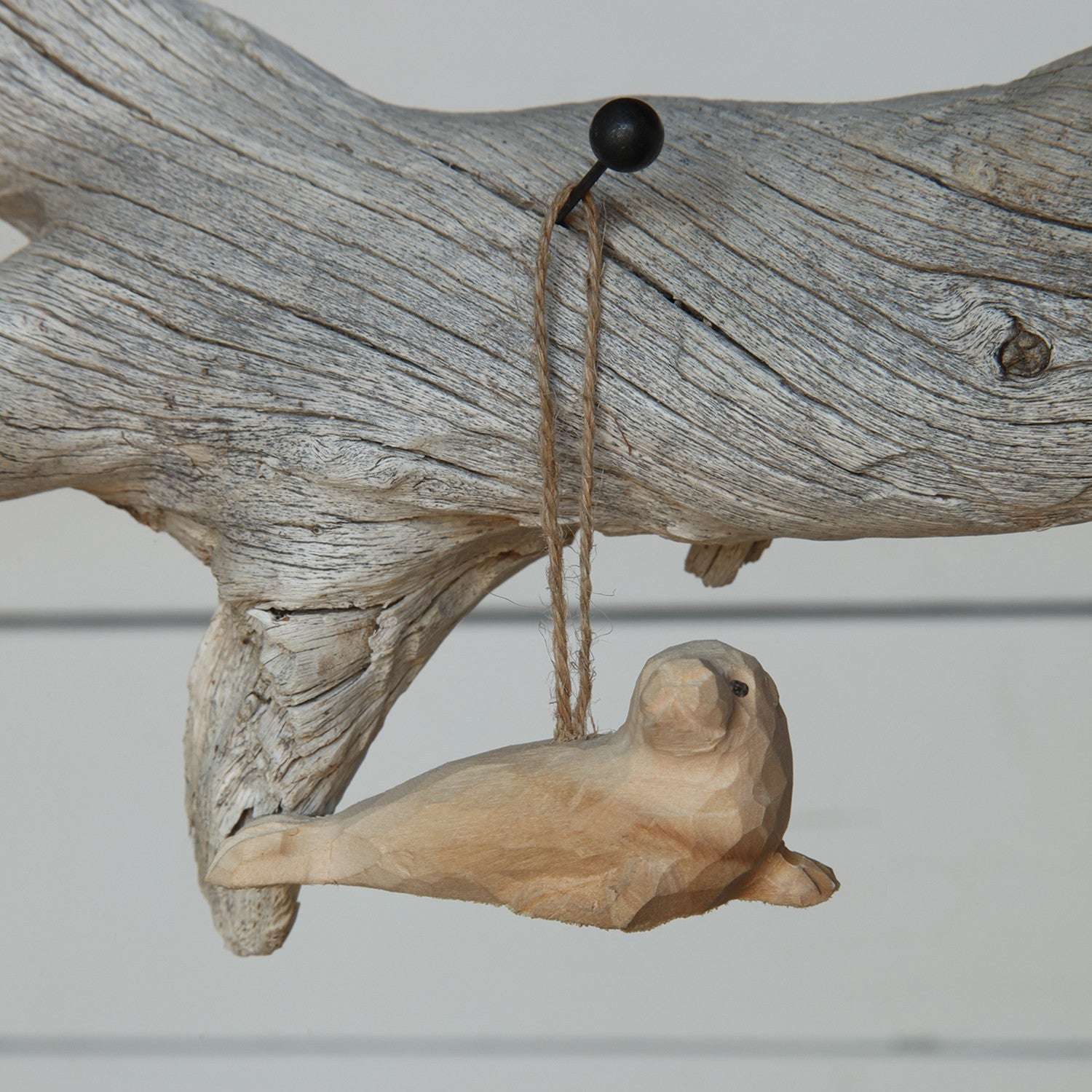Carved Wood Seal Ornament