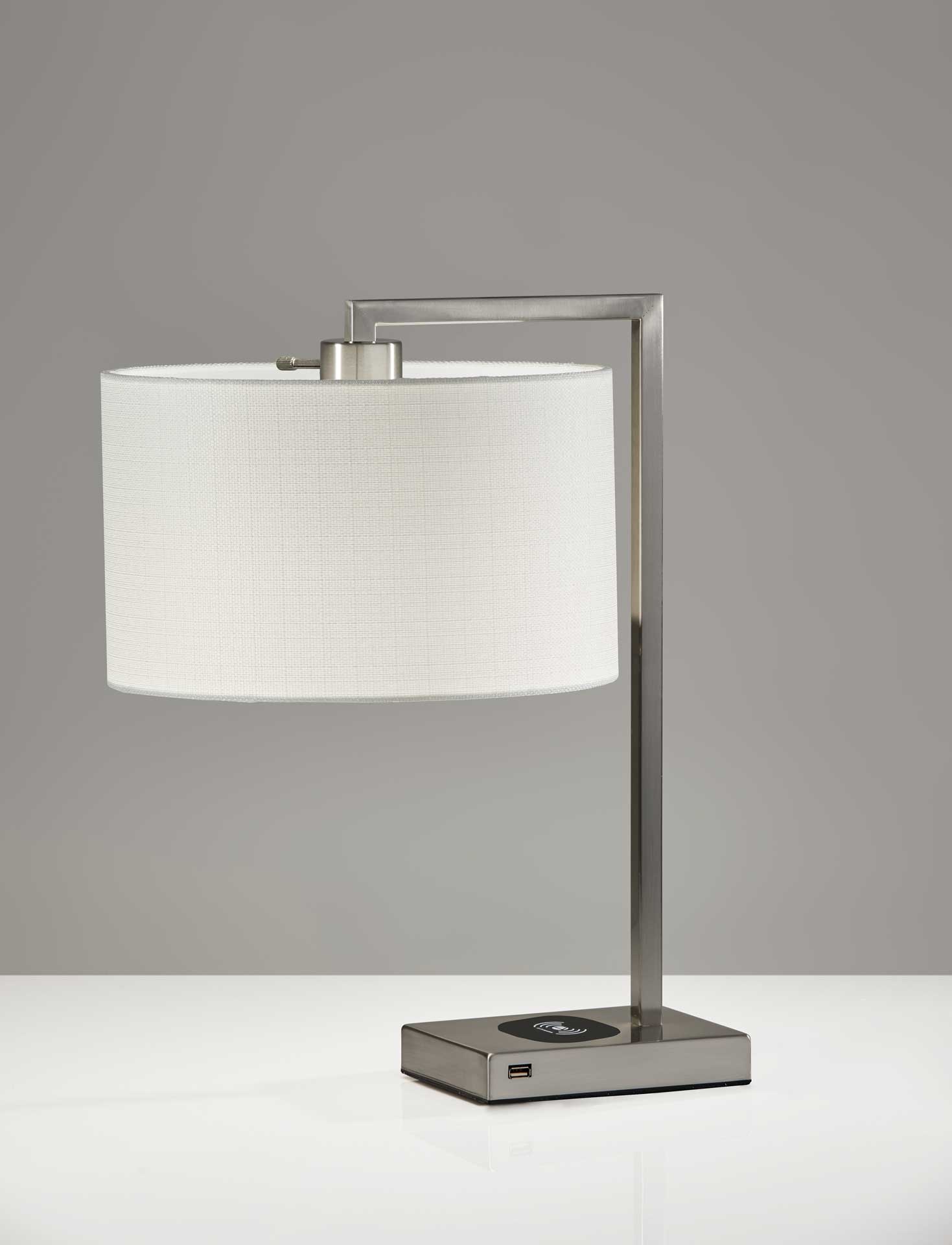 Aurillac Wireless Charge Table Lamp Brushed Steel