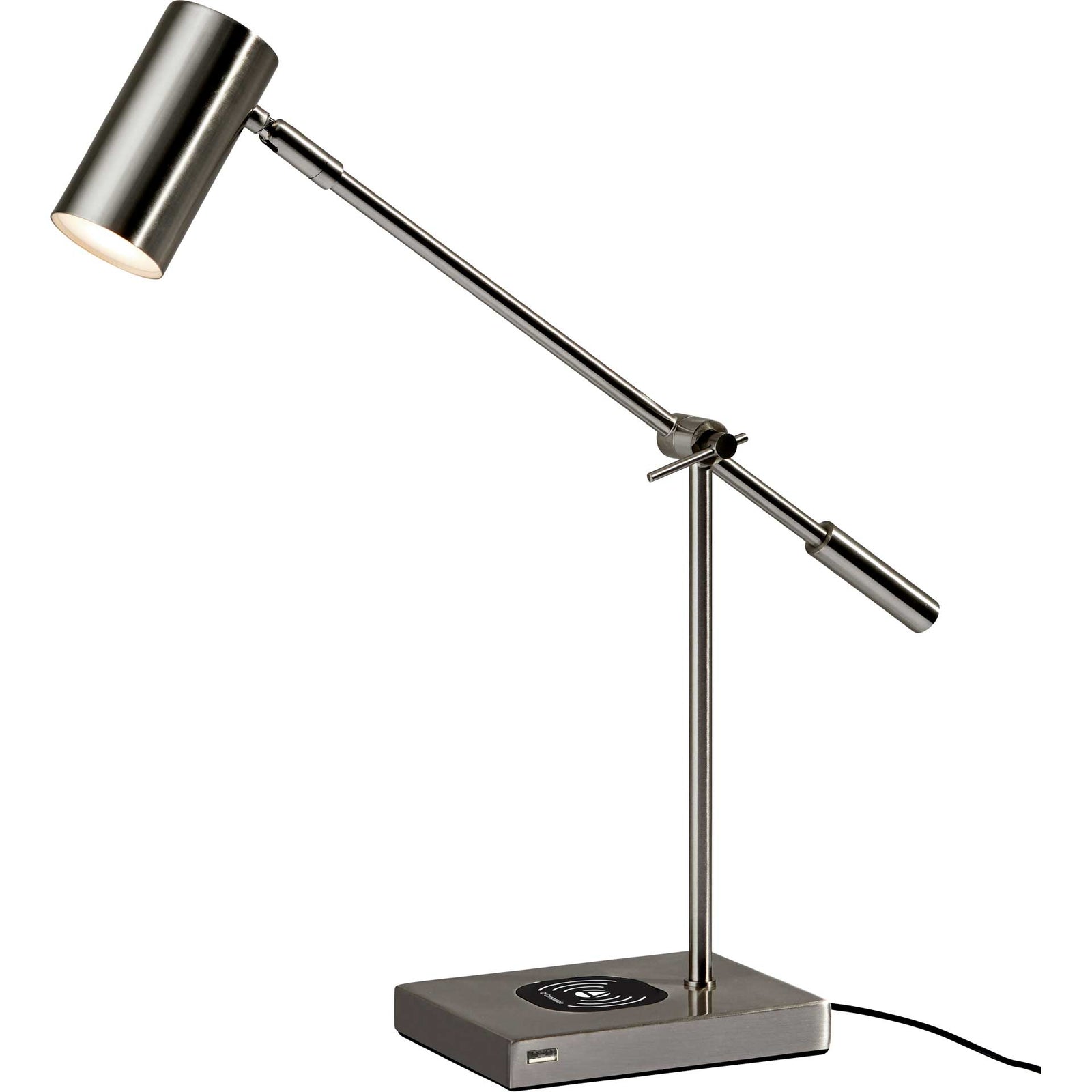 Colombes Wireless Charge Desk Lamp Brushed Steel
