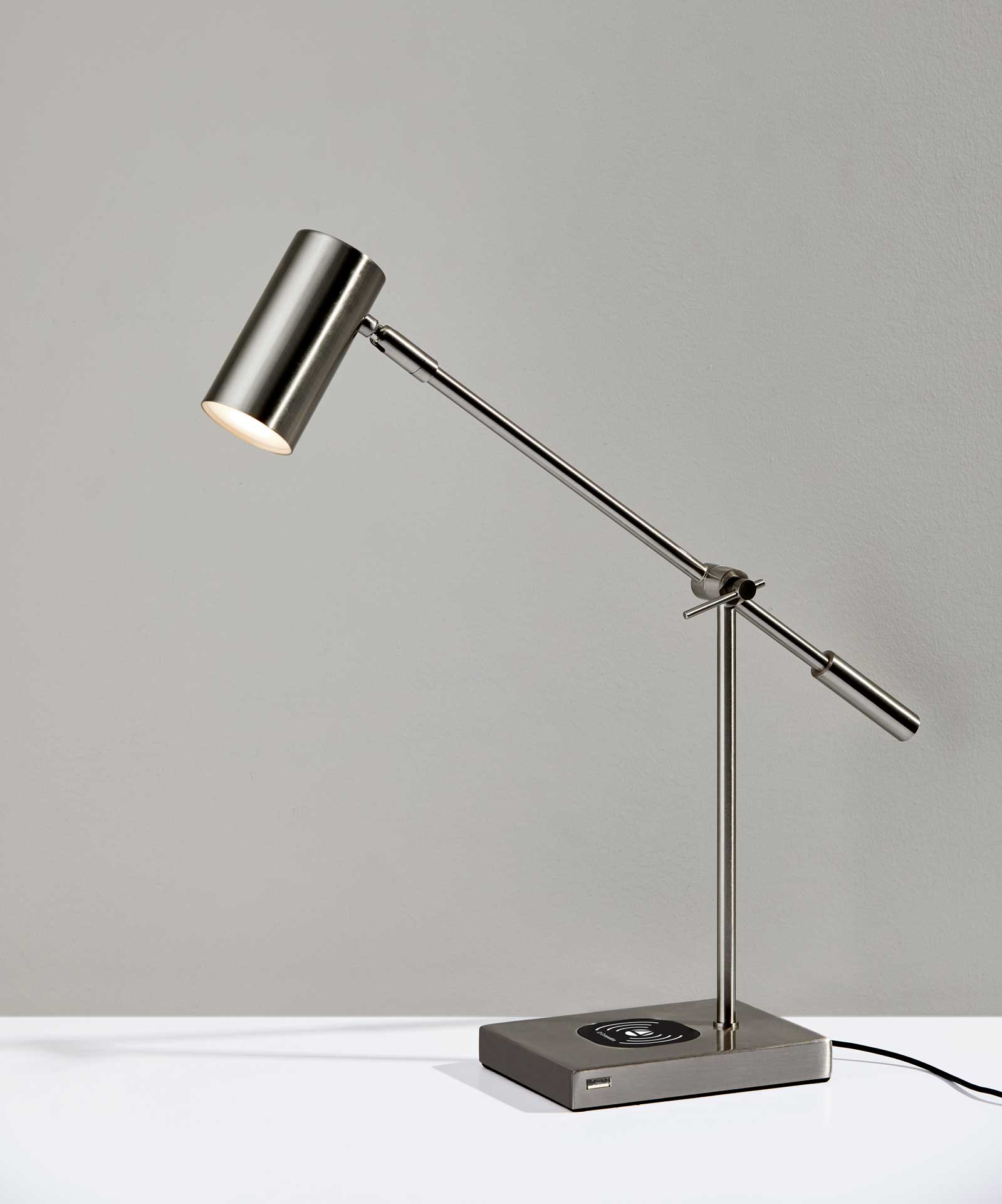 Colombes Wireless Charge Desk Lamp Brushed Steel