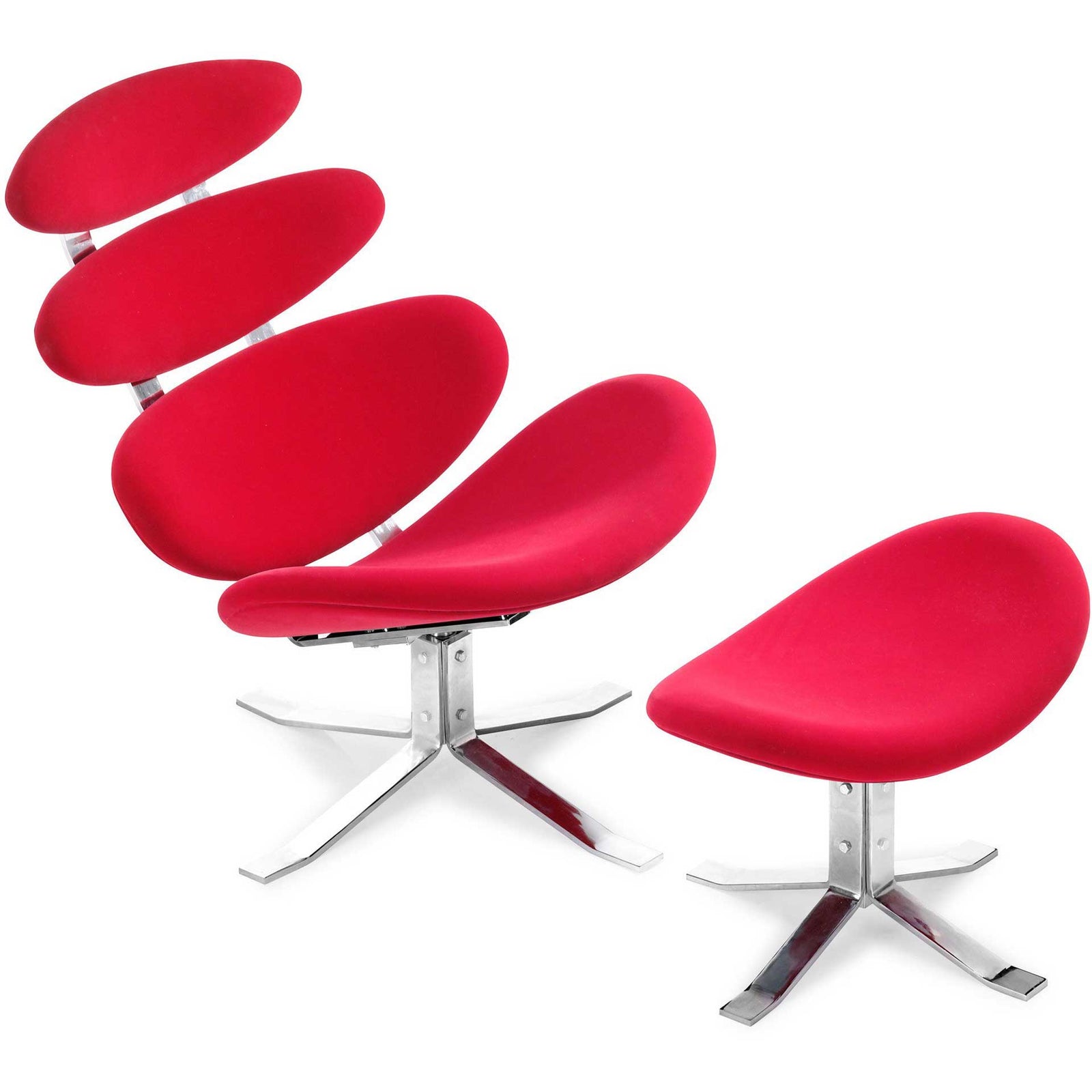 Pomfret Lounge & Ottoman Red