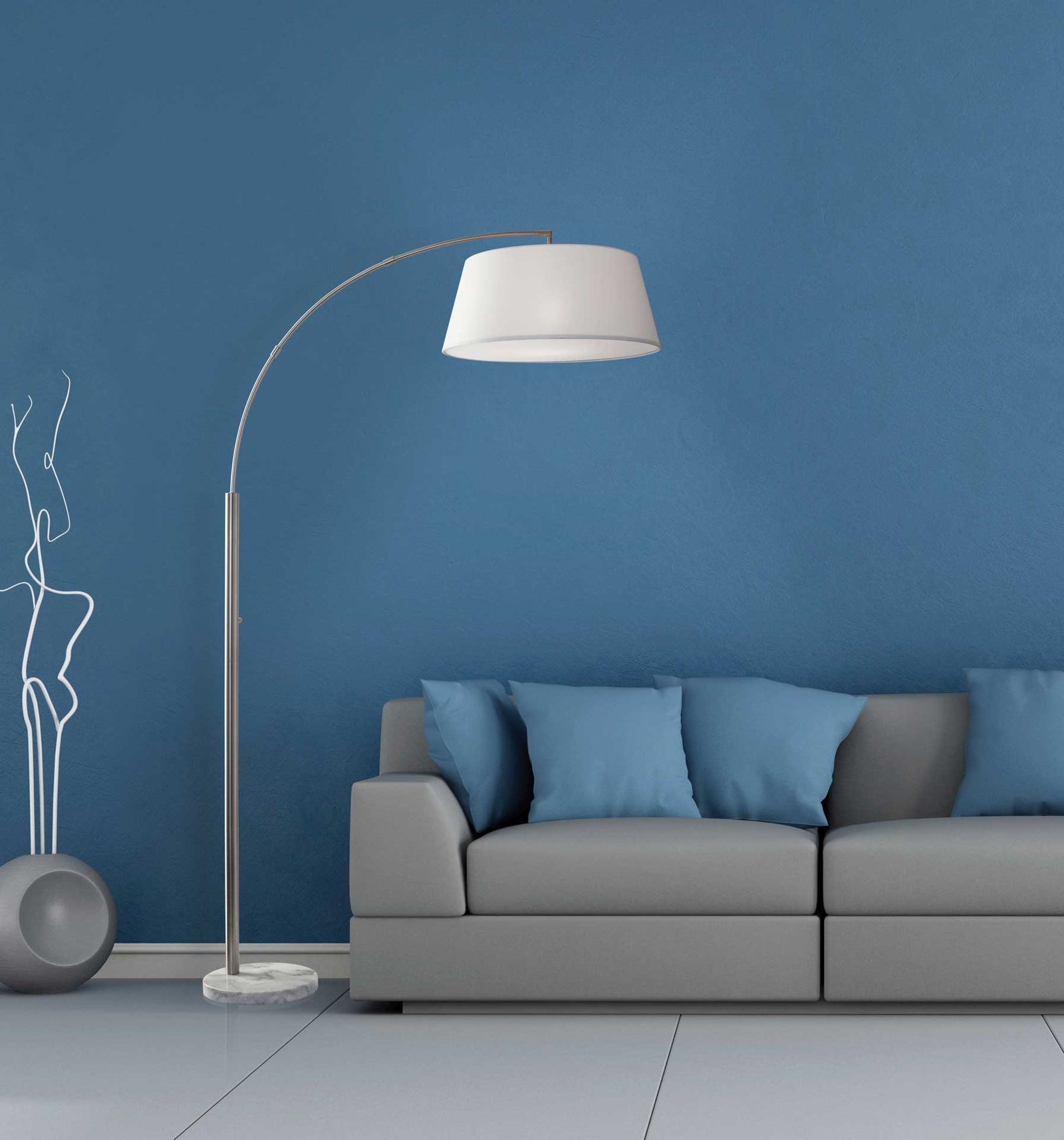 Toulon Arc Lamp Brushed Steel