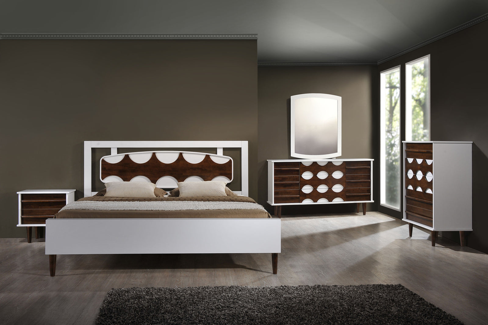 Seaton Bed Walnut & White