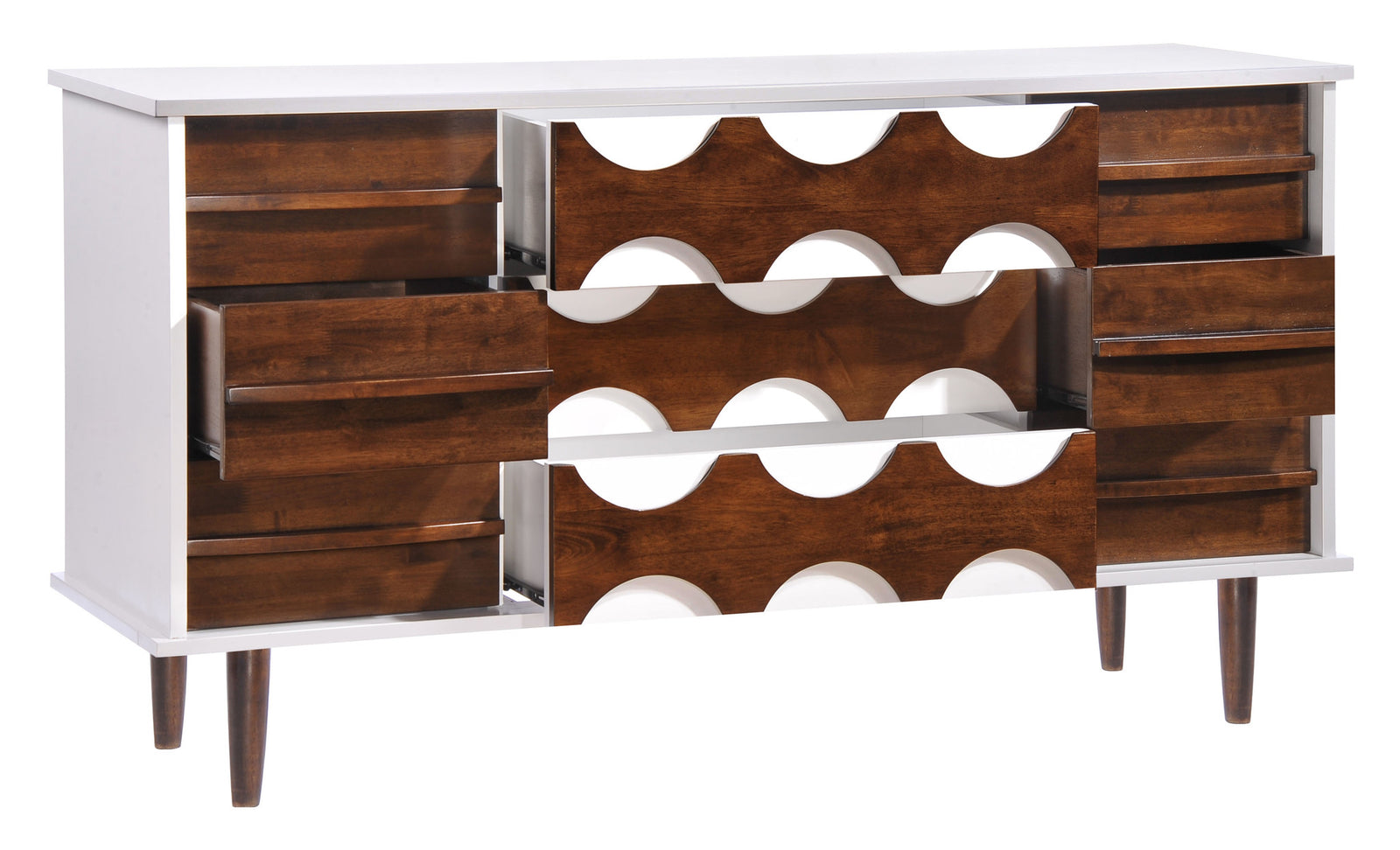 Seaton Double Dresser Walnut & White