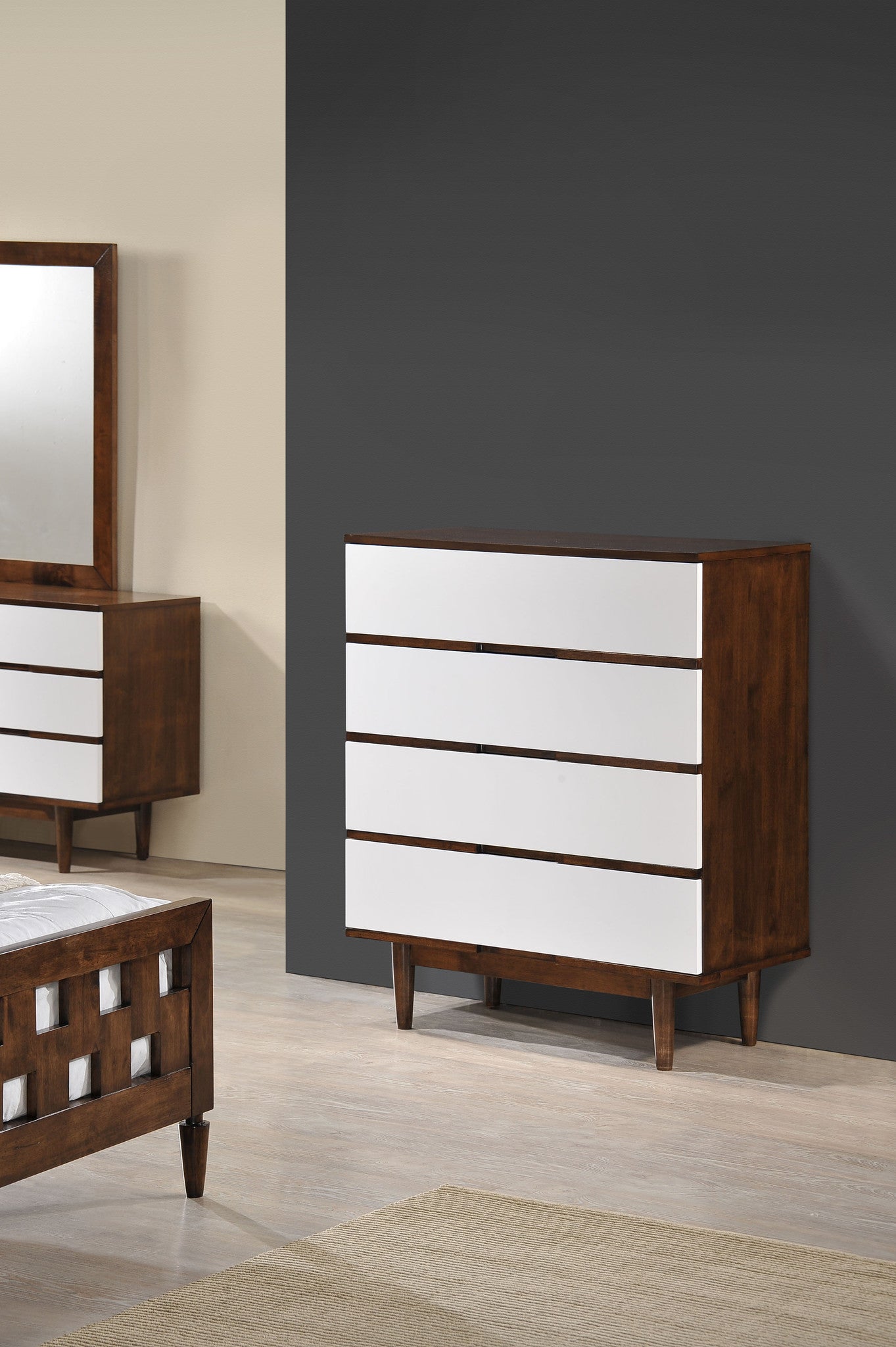 Lan High Chest Walnut & White
