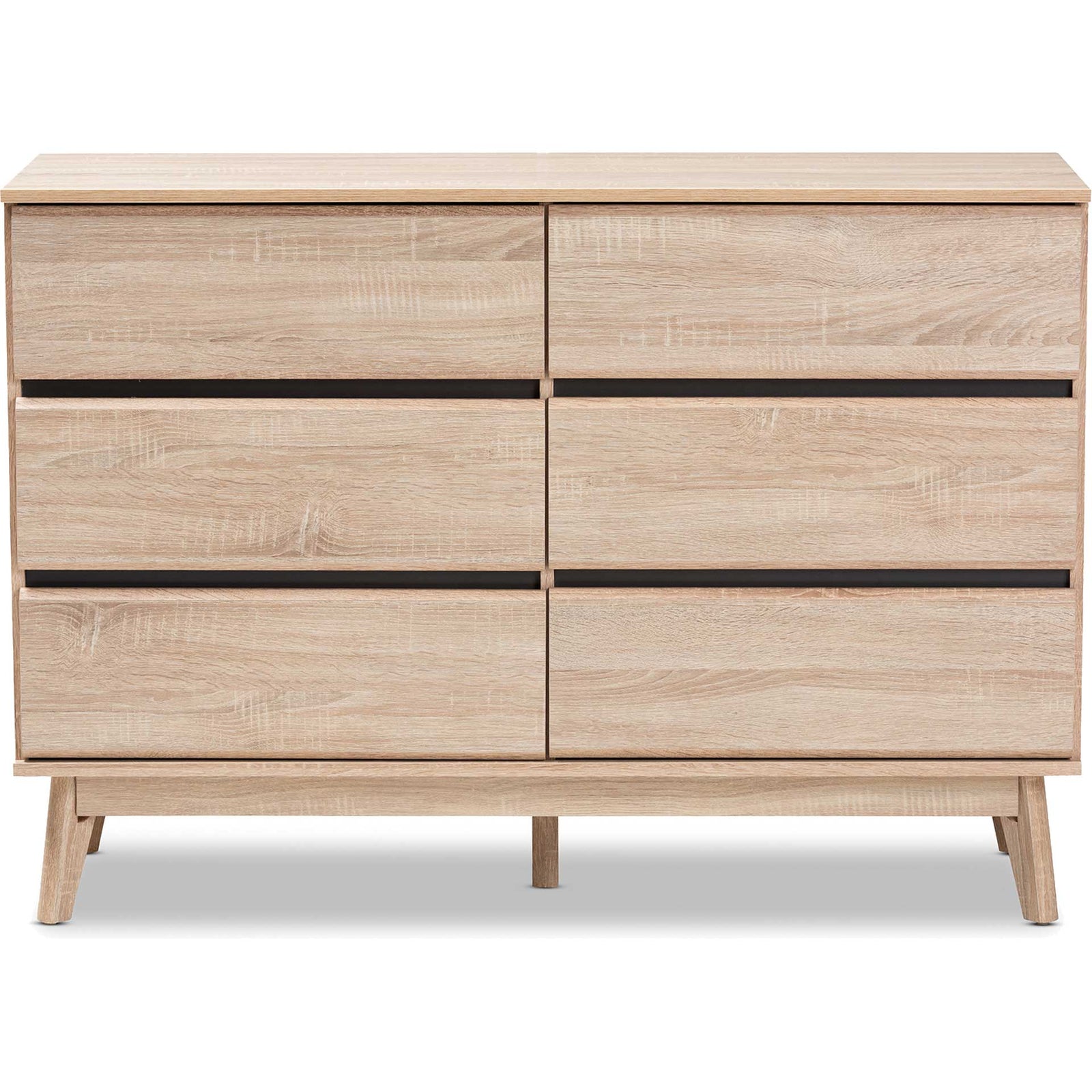 Miabella 6-Drawer Dresser Oak/Dark Gray