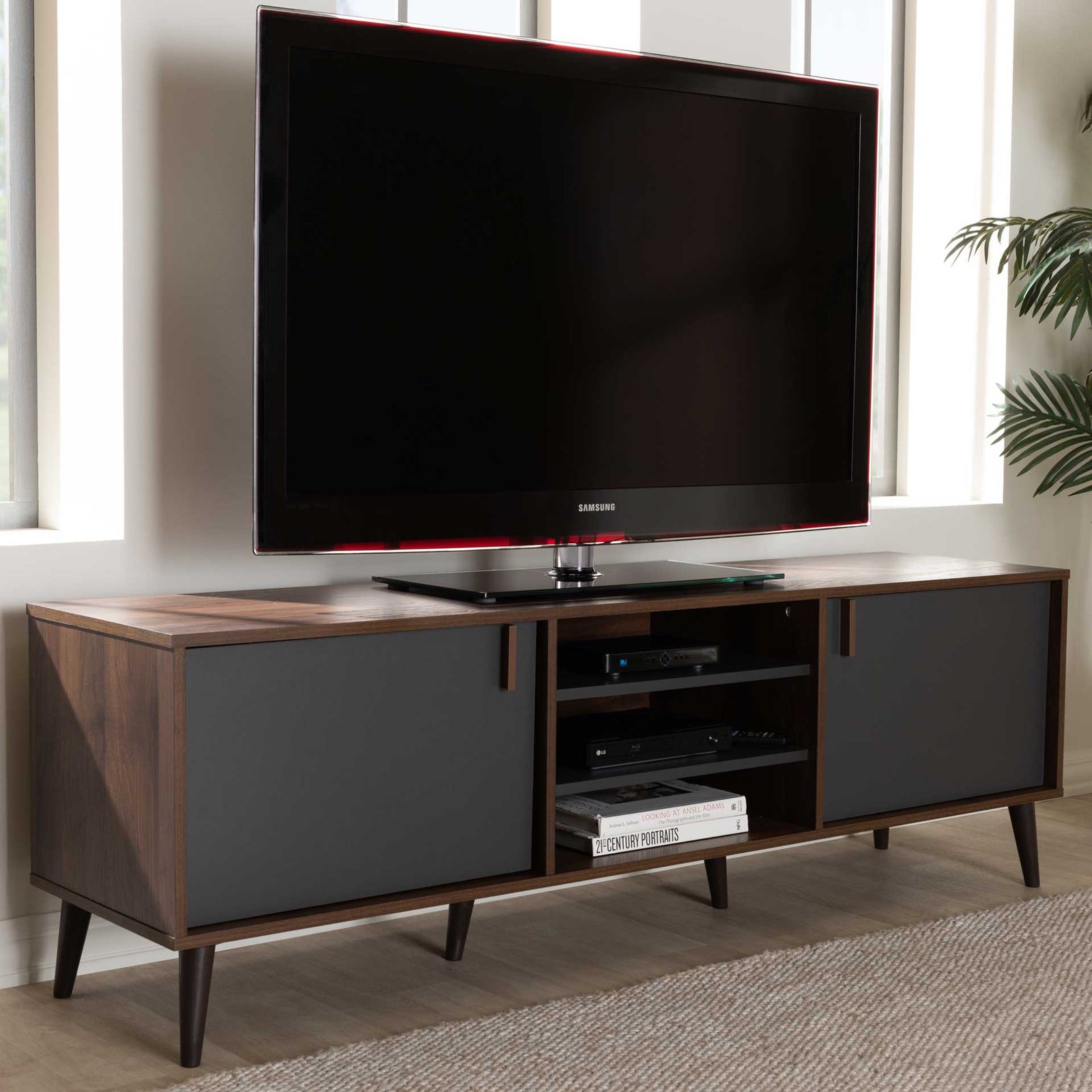 Sabastian TV Stand Walnut/Dark Gray