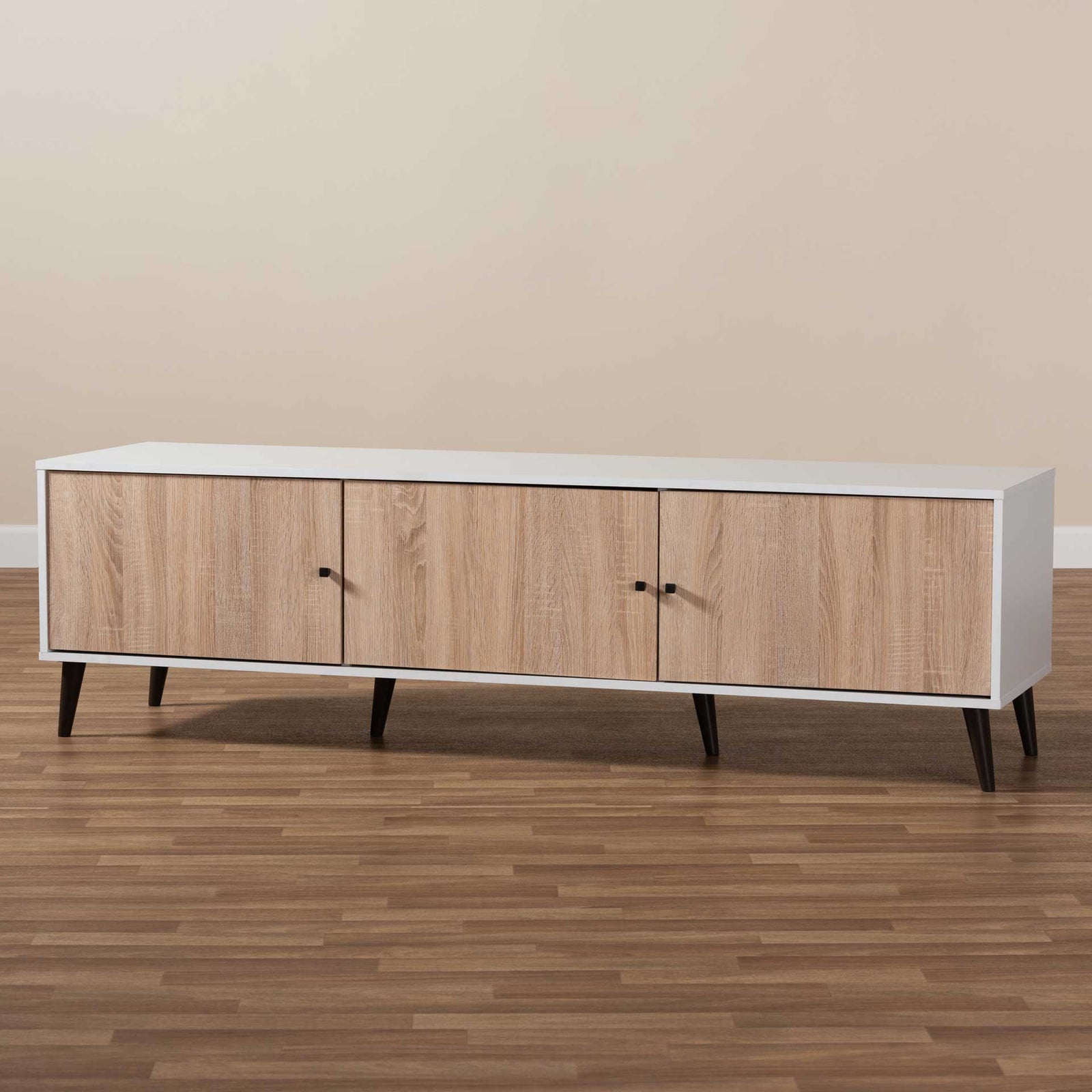 Barbara 6-Shelf TV Stand White/Oak