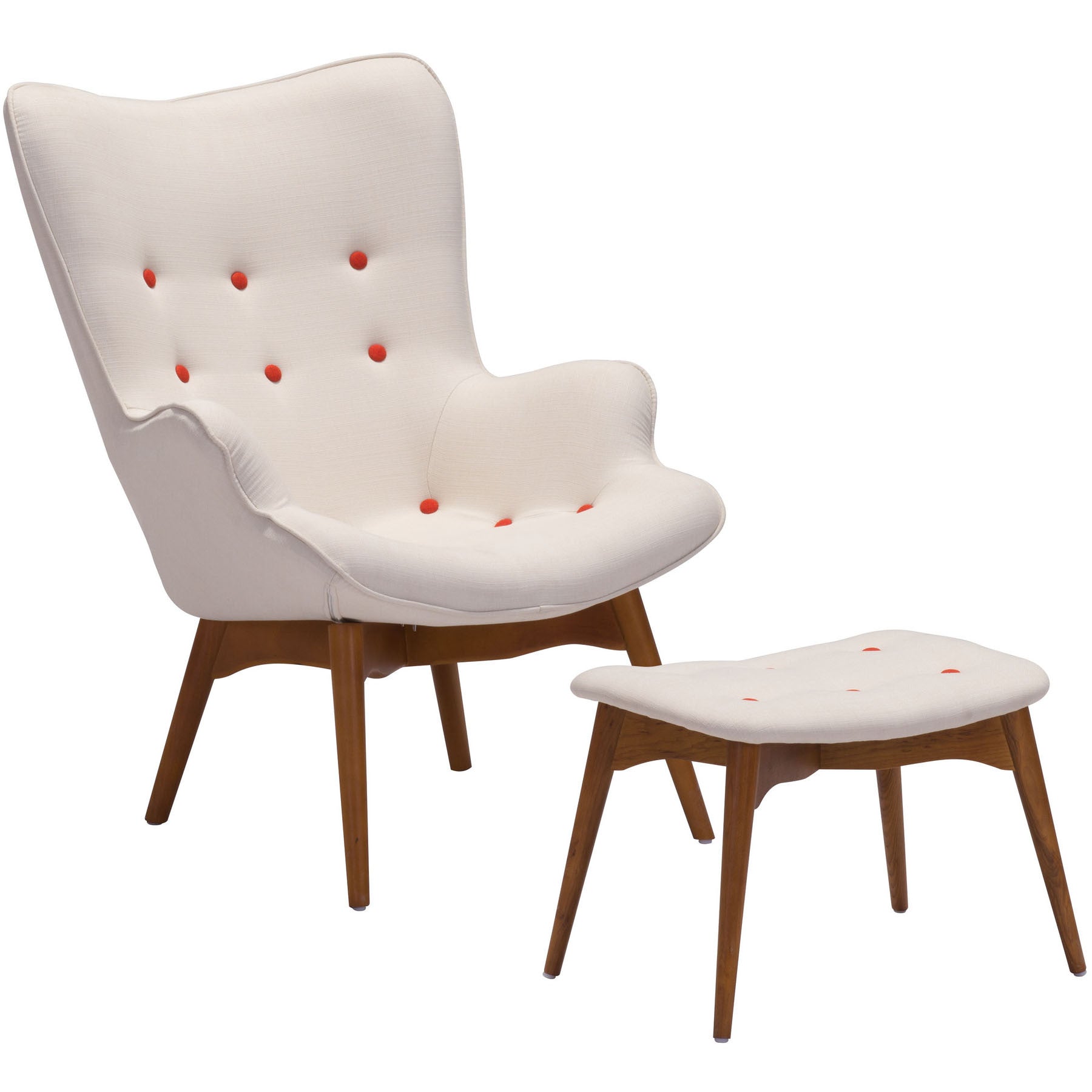 Antares Occasional Chair & Ottoman Cream