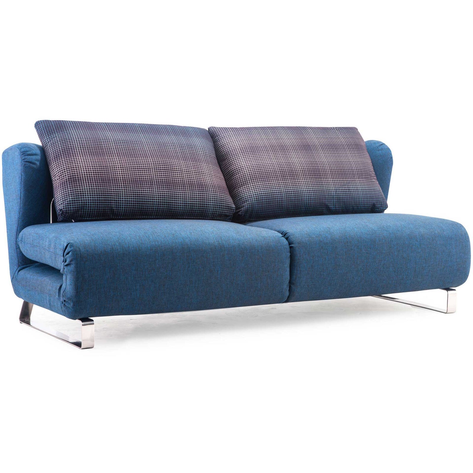 Chester Sofa Sleeper Cowboy Blue Body & Shadow Grid Cushion