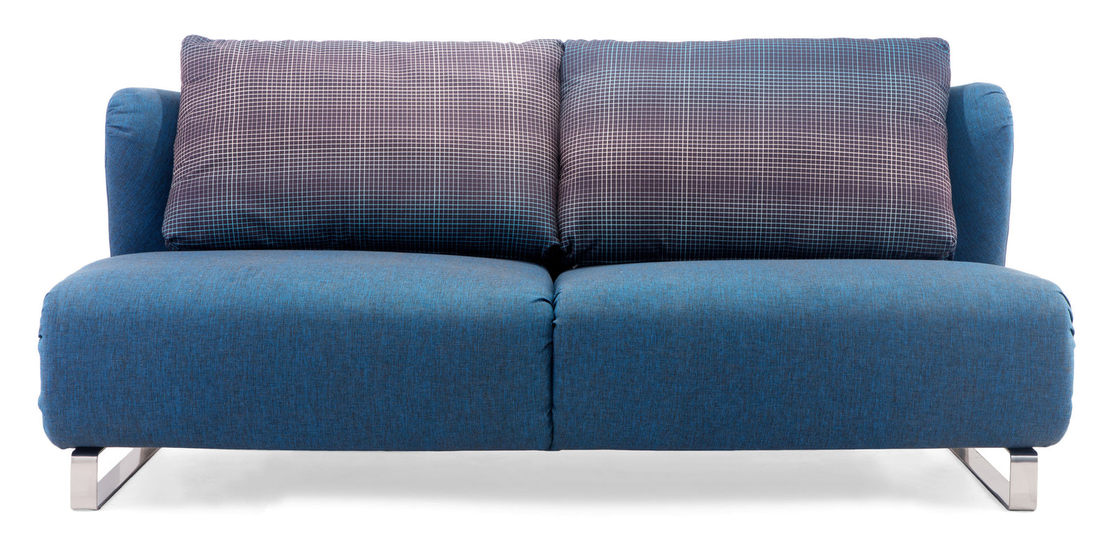 Chester Sofa Sleeper Cowboy Blue Body & Shadow Grid Cushion