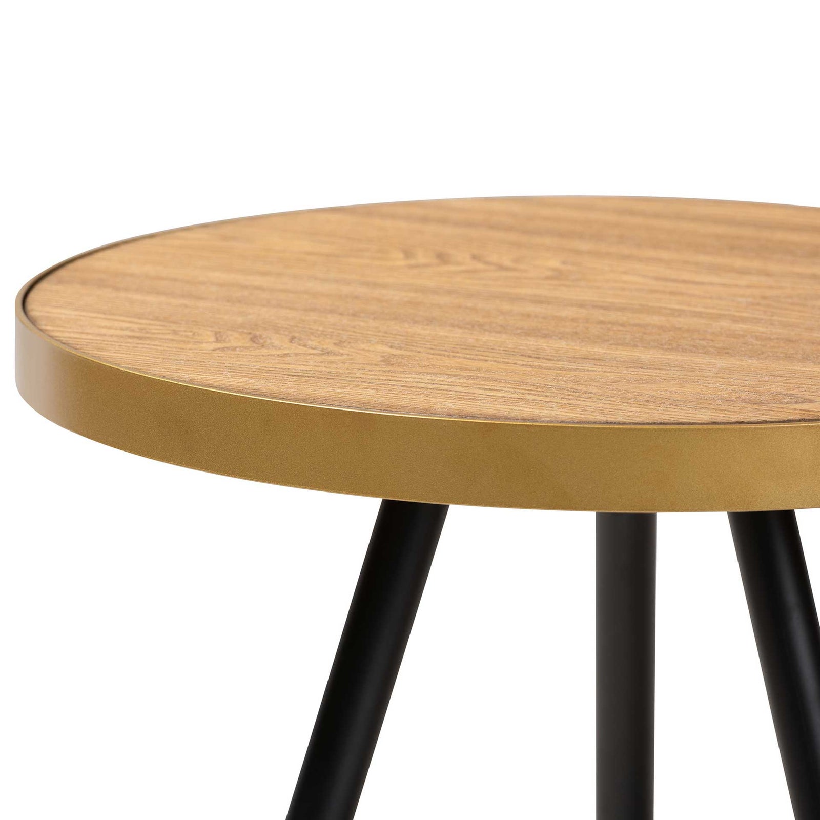 Seattle Wood/Metal End Table Walnut/Black/Gold