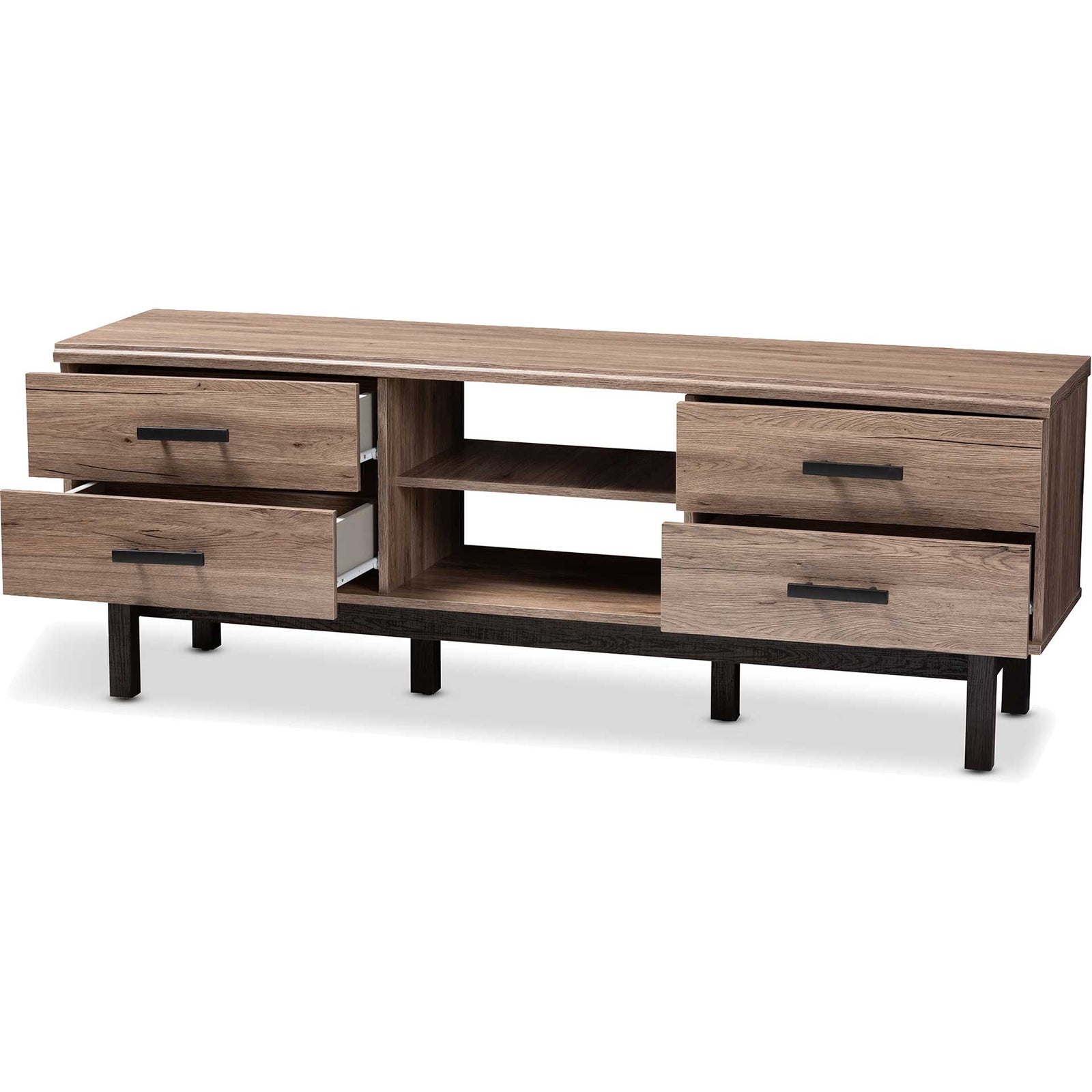 Ariel 4-Drawer TV Stand Oak/Black