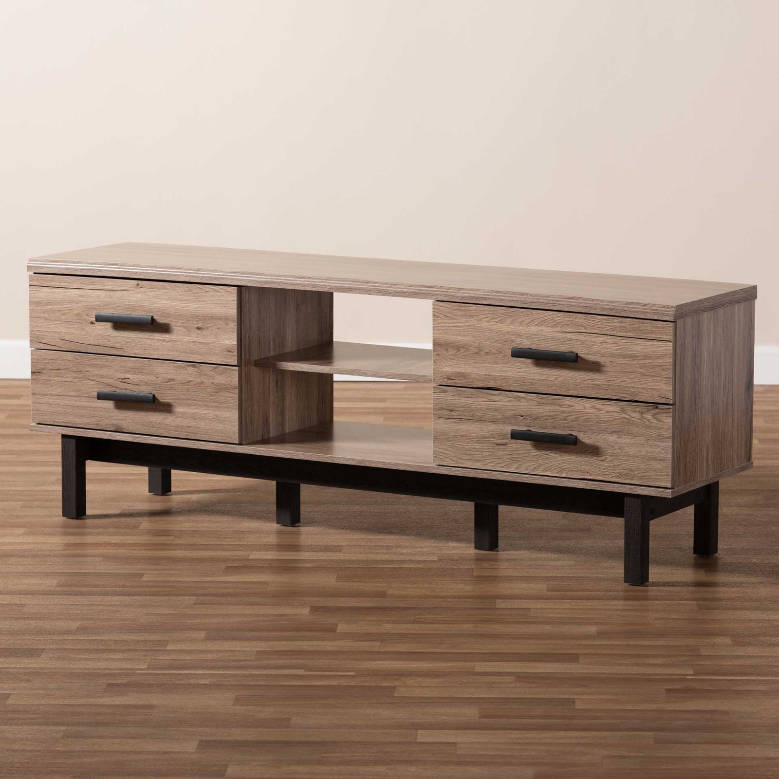 Ariel 4-Drawer TV Stand Oak/Black
