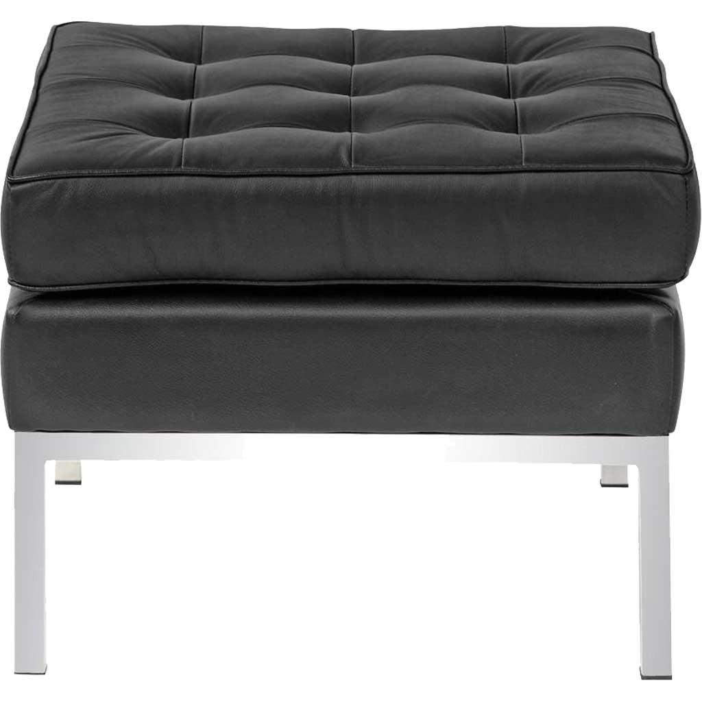 Belmont Ottoman in Leather Black
