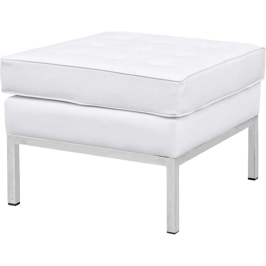 Belmont Ottoman in Leather White