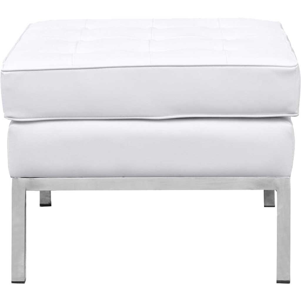 Belmont Ottoman in Leather White
