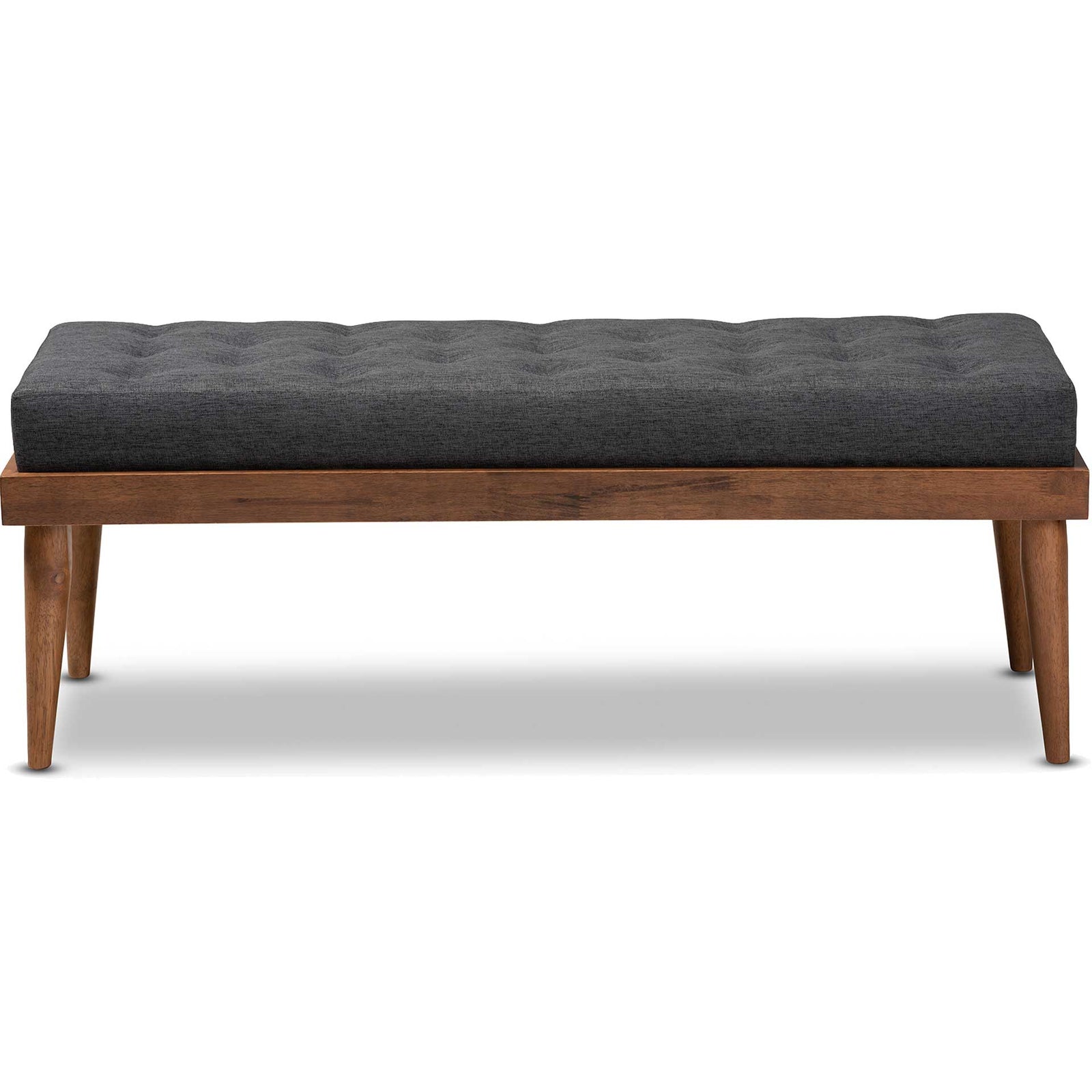 Seattle Fabric Upholstered Bench Charcoal/Walnut
