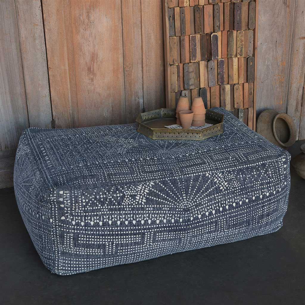 Indigo Batik Rectangle Pouf