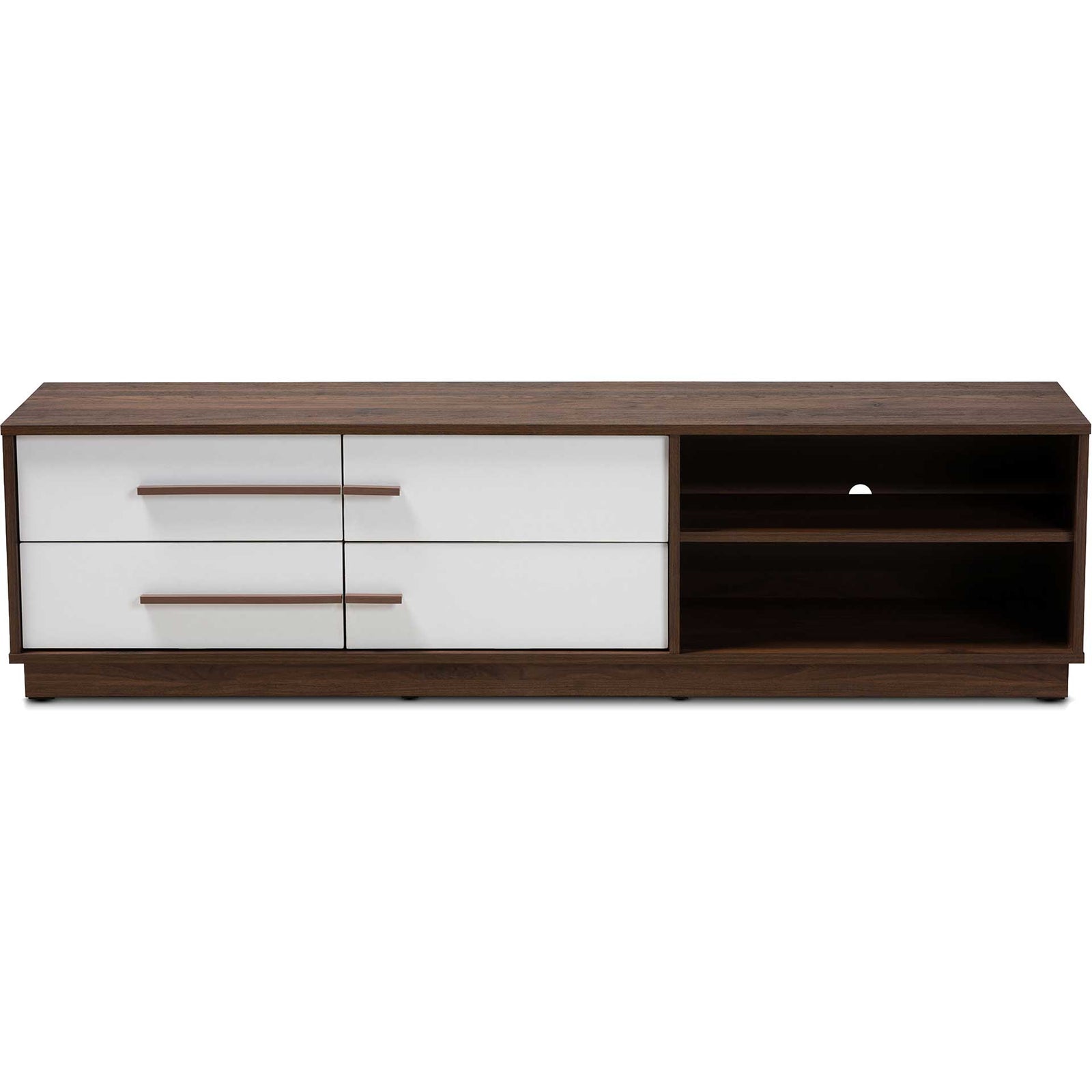 Mega 4-Drawer TV Stand White/Walnut