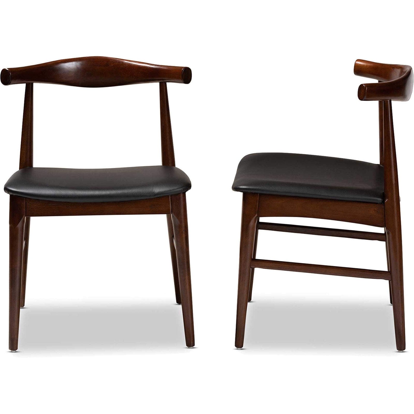 Seattle Wood Dining Chair Black/Walnut (Set of 2)