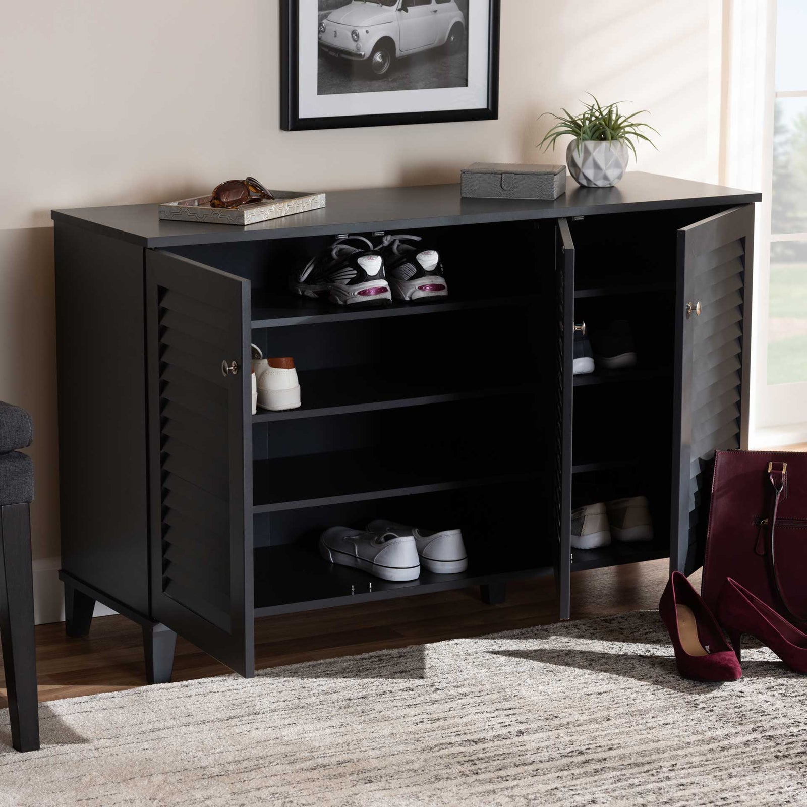 Seattle 8-Shelf Wood Shoe Cabinet Gray