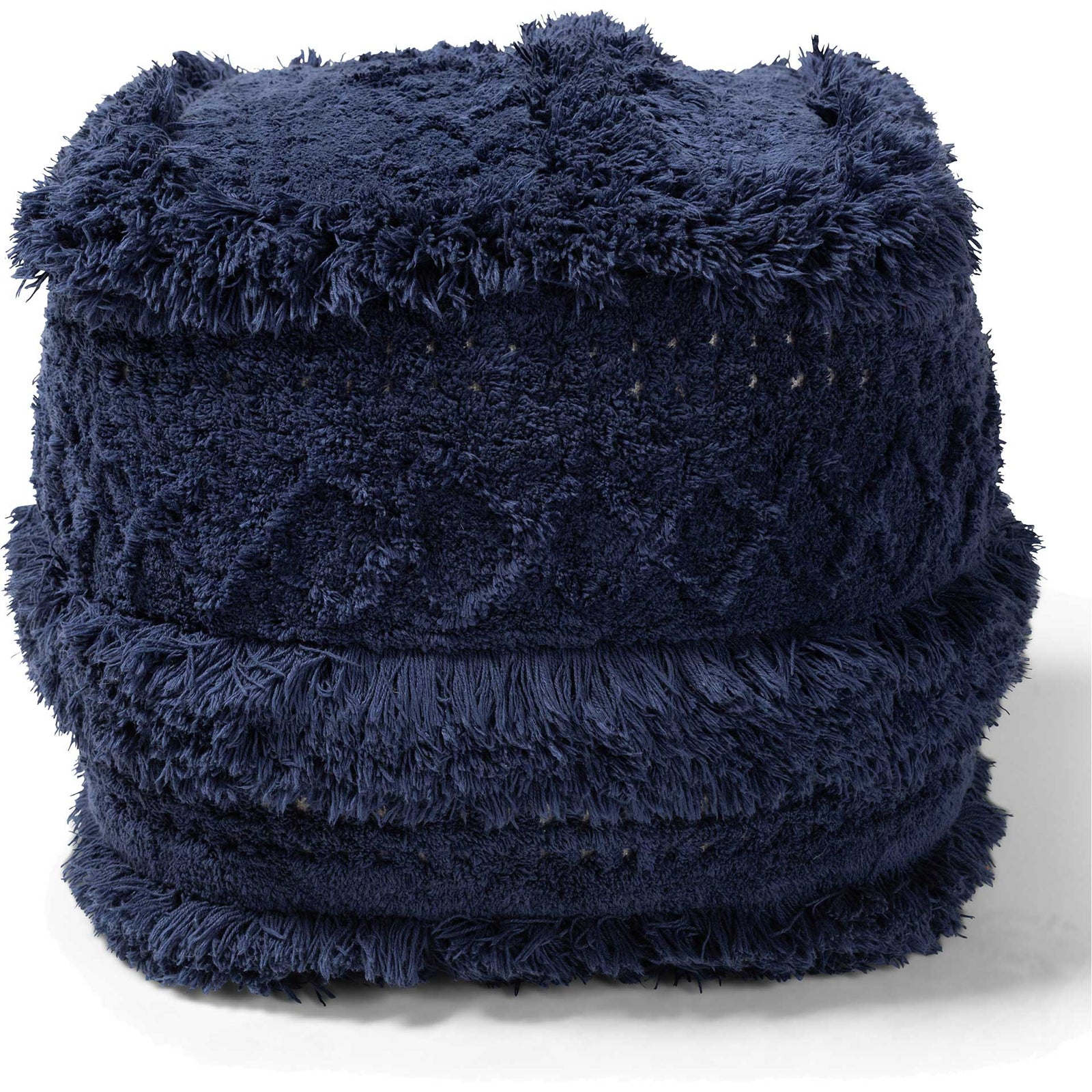 Cutler Handwoven Cotton Pouf Navy
