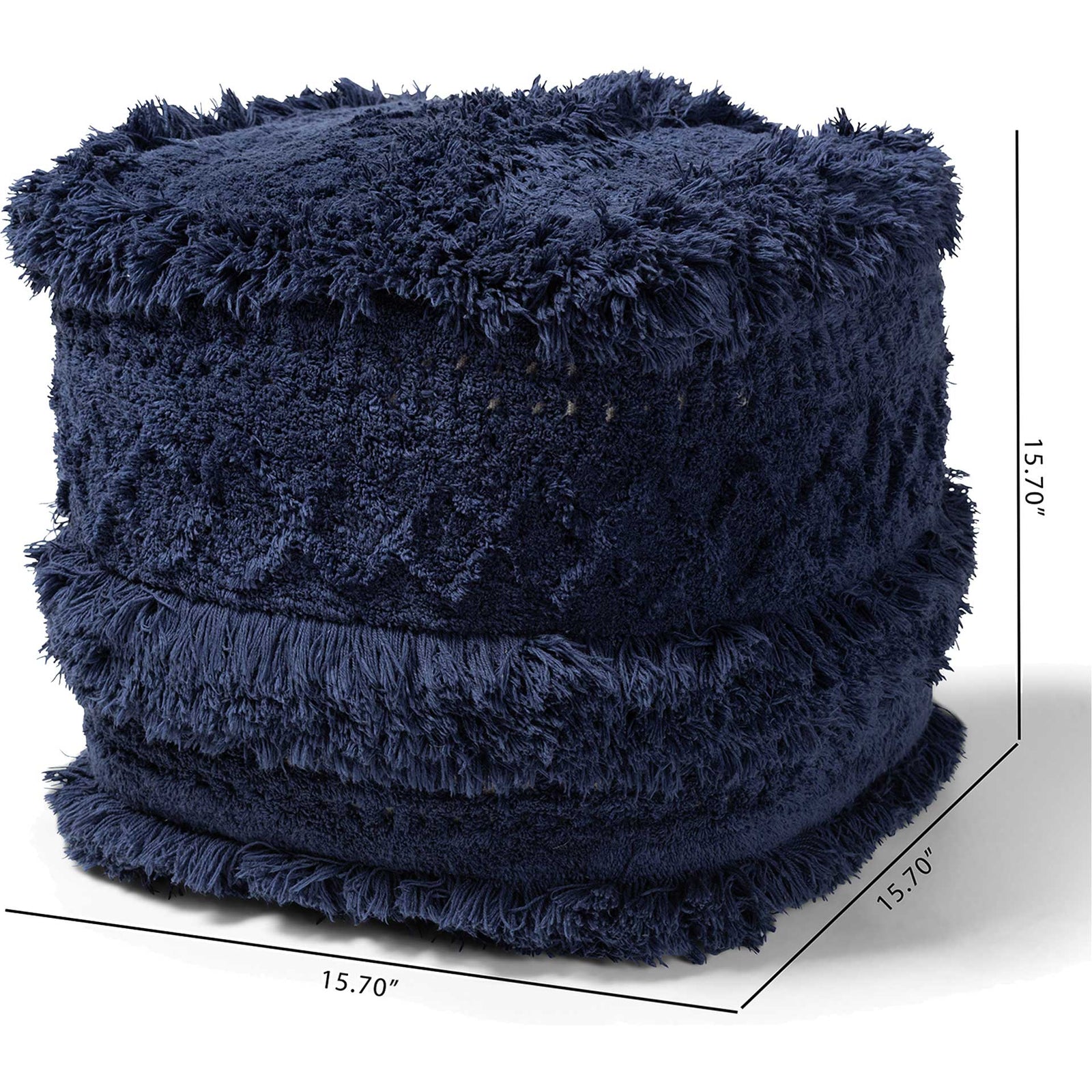 Cutler Handwoven Cotton Pouf Navy
