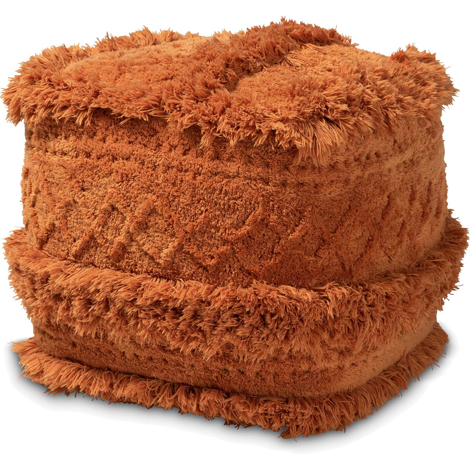 Cutler Handwoven Cotton Pouf Orange