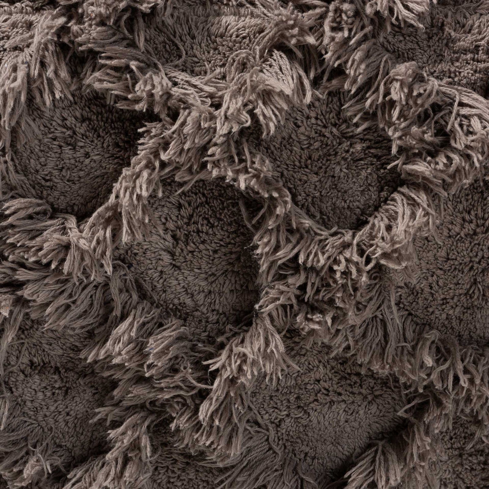 Ashley Handwoven Cotton Fringe Pouf Taupe