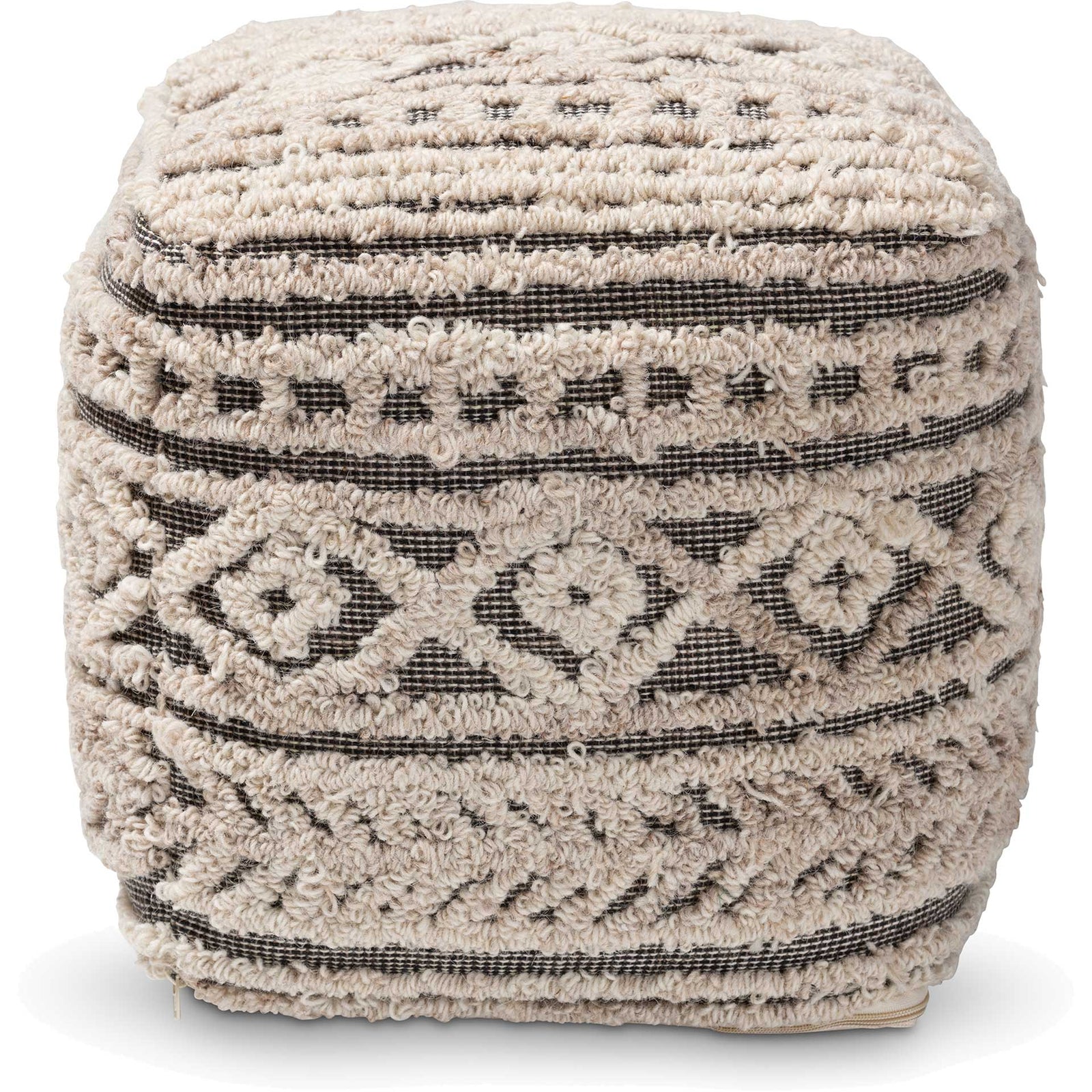 Creek Handwoven Hemp Pouf Beige/Brown