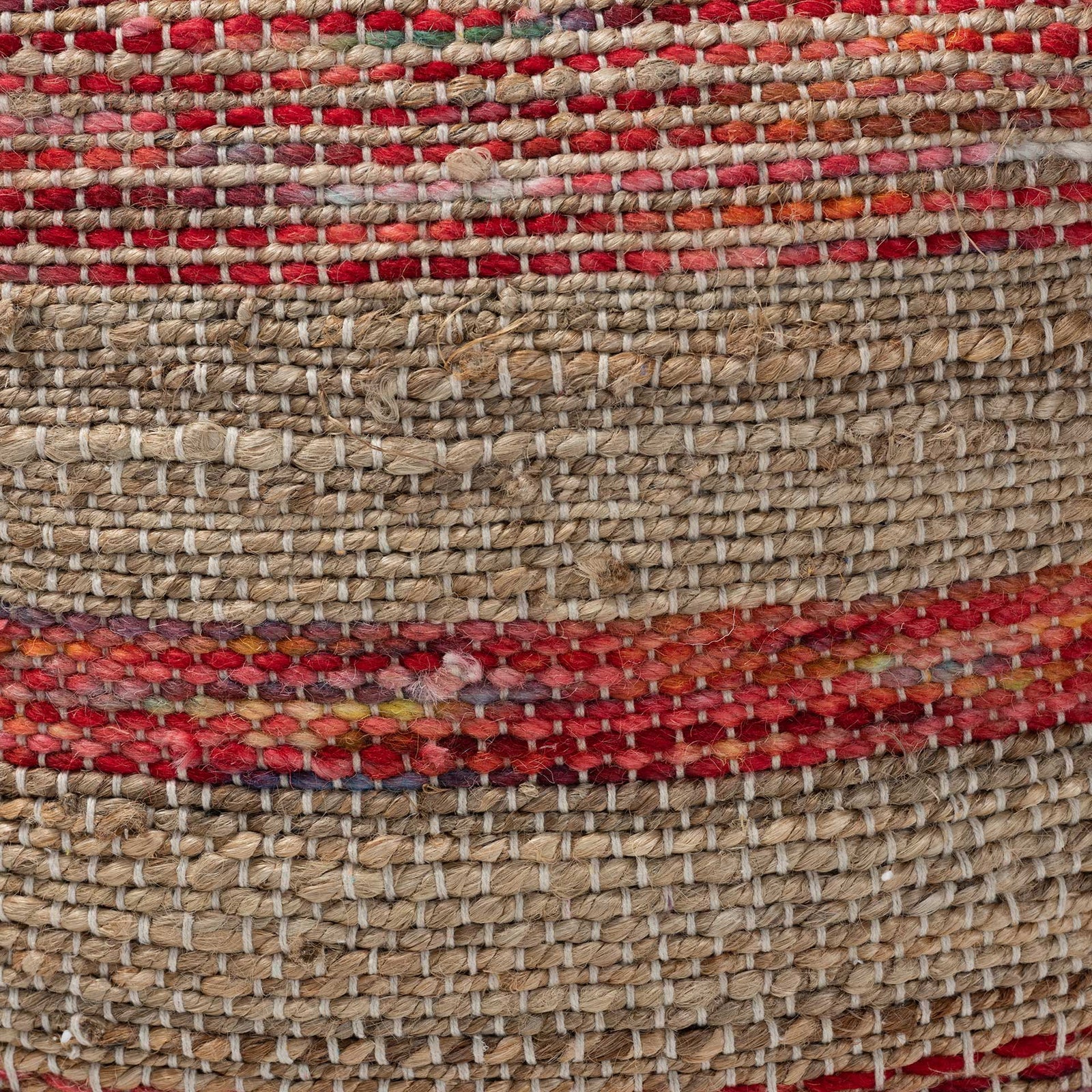 Camila Handwoven Hemp Pouf Multi/Natural