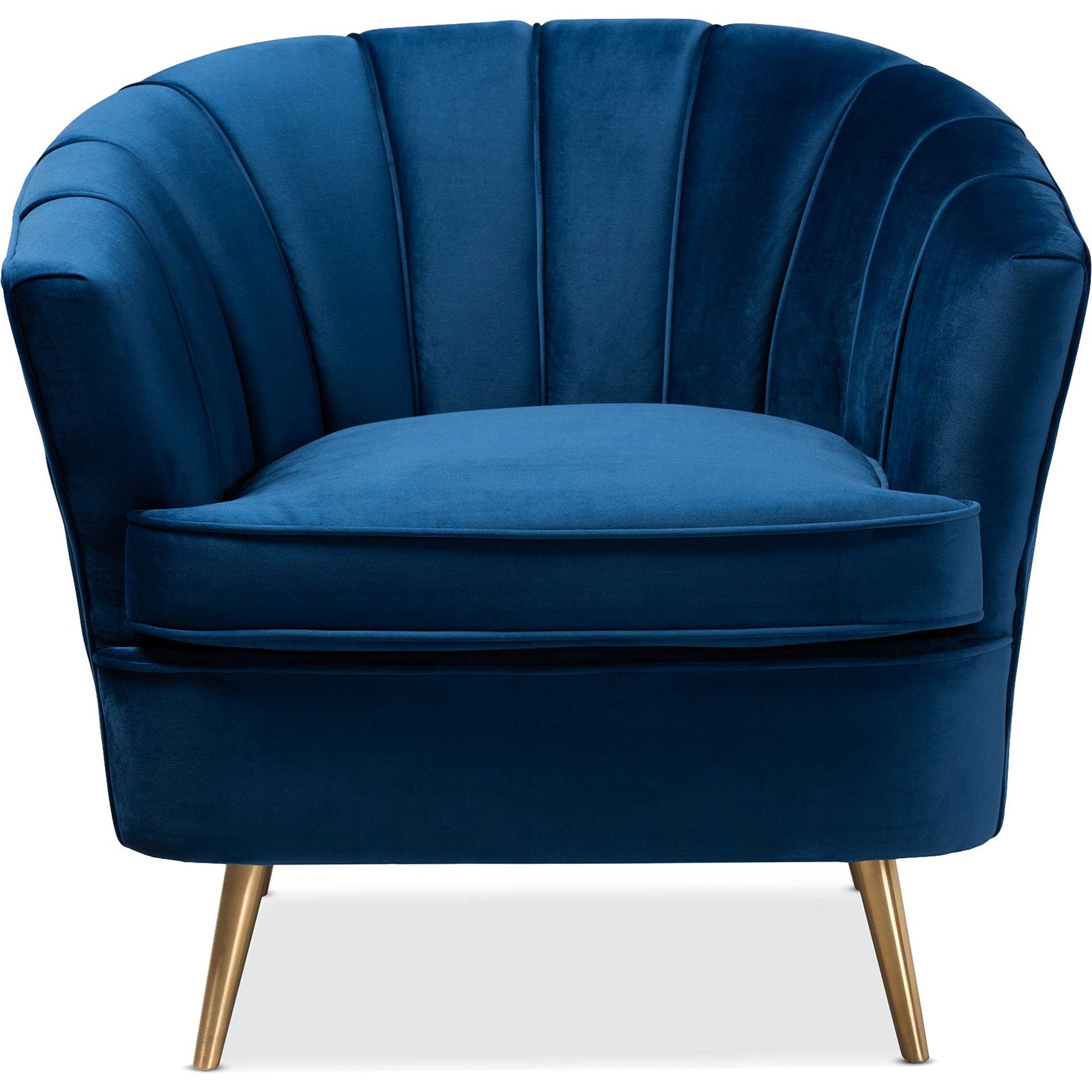 Emara Velvet Fabric Upholstered Chair Blue/Gold