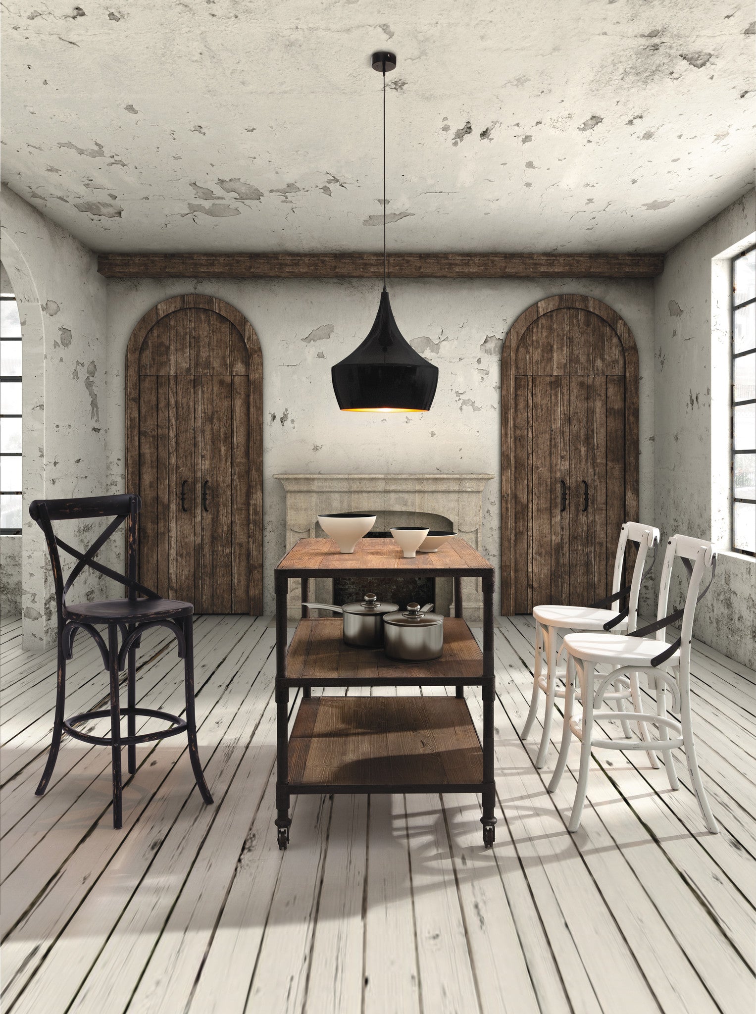 Mansfield Wide 3 level Shelf Distressed Natural