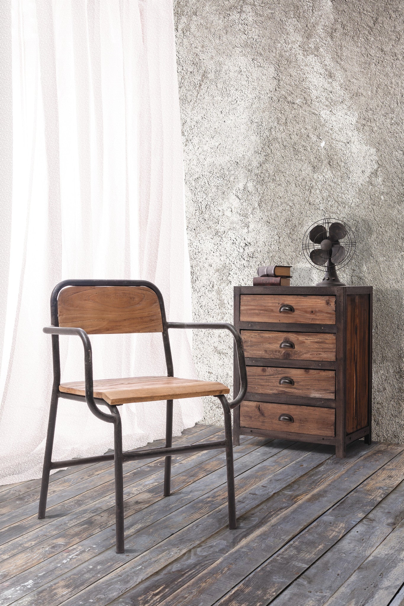 Franklin 4 Drawer Cabinet Distressed Natural