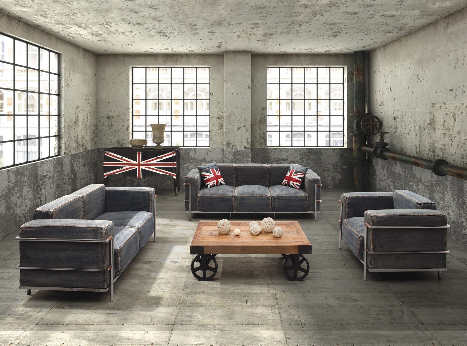 UK Large Cabinet Distressed Black