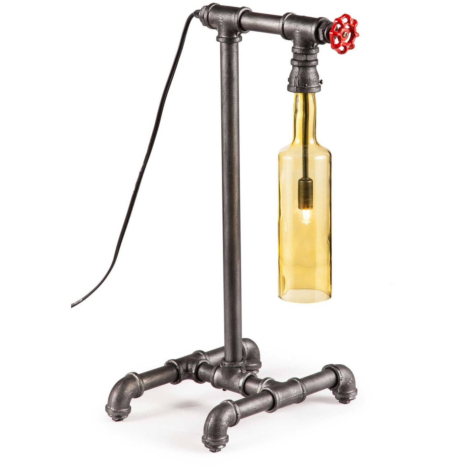 Amber Table Lamp Gray & Orange Glass