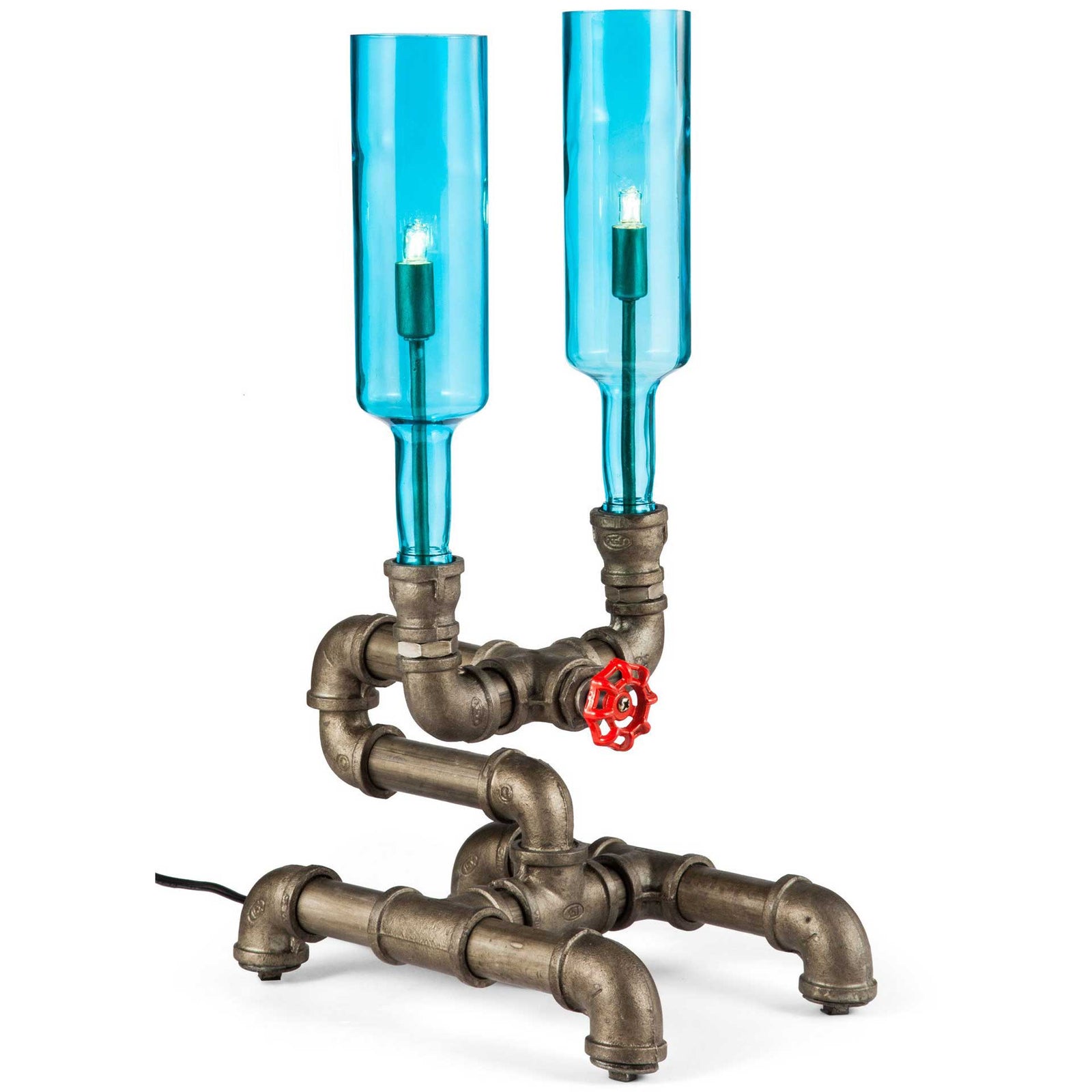 Planar Table Lamp Brass & Blue Glass