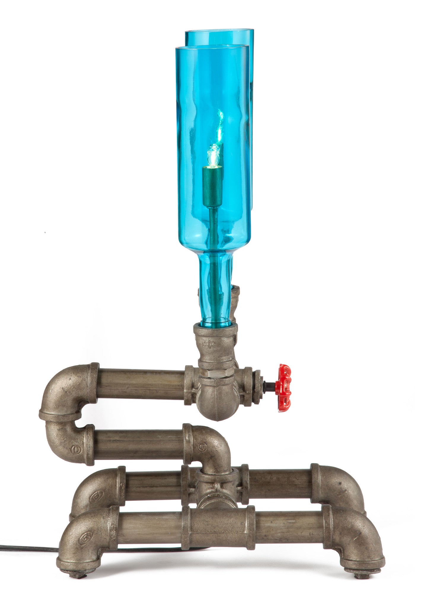 Planar Table Lamp Brass & Blue Glass