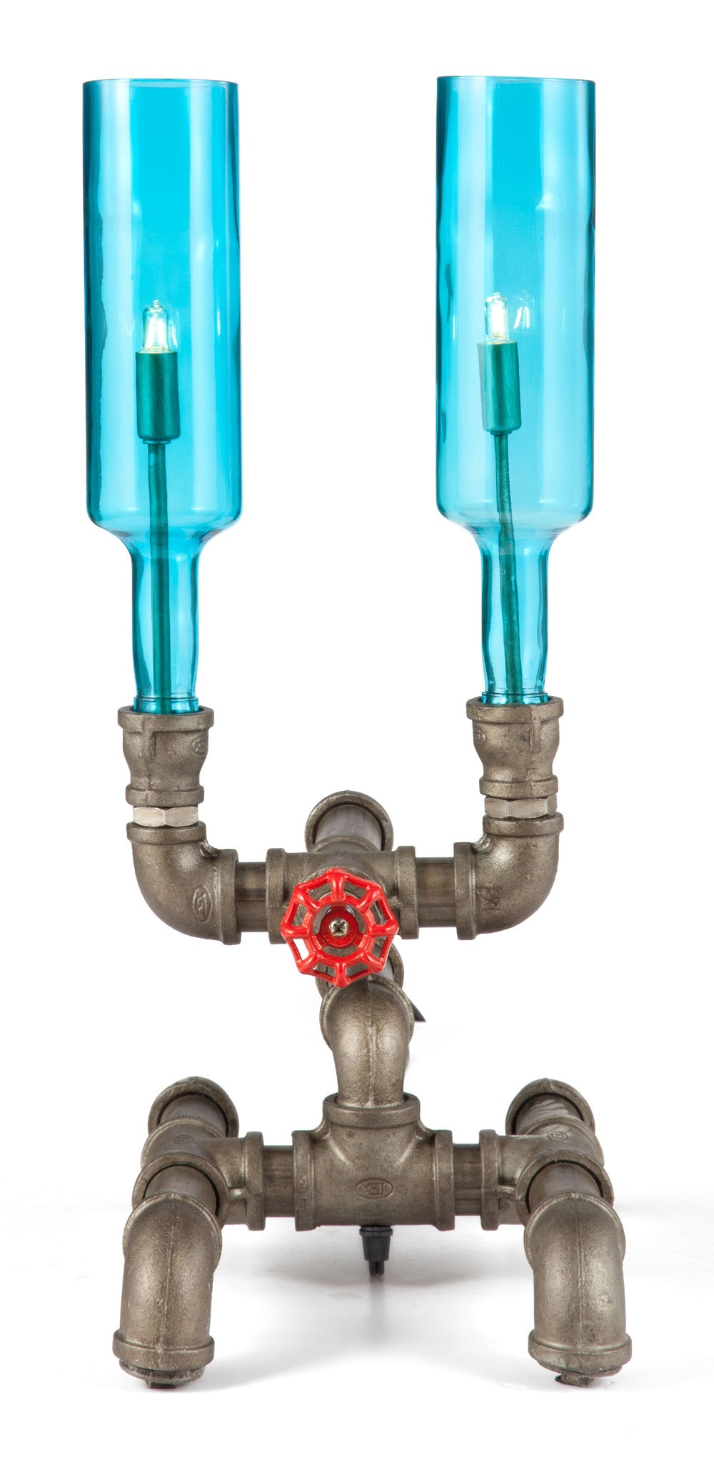 Planar Table Lamp Brass & Blue Glass