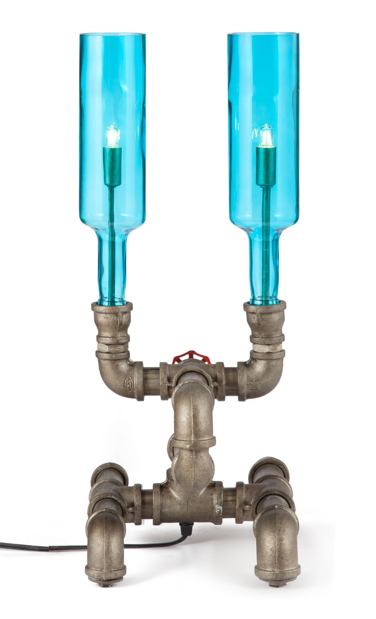 Planar Table Lamp Brass & Blue Glass