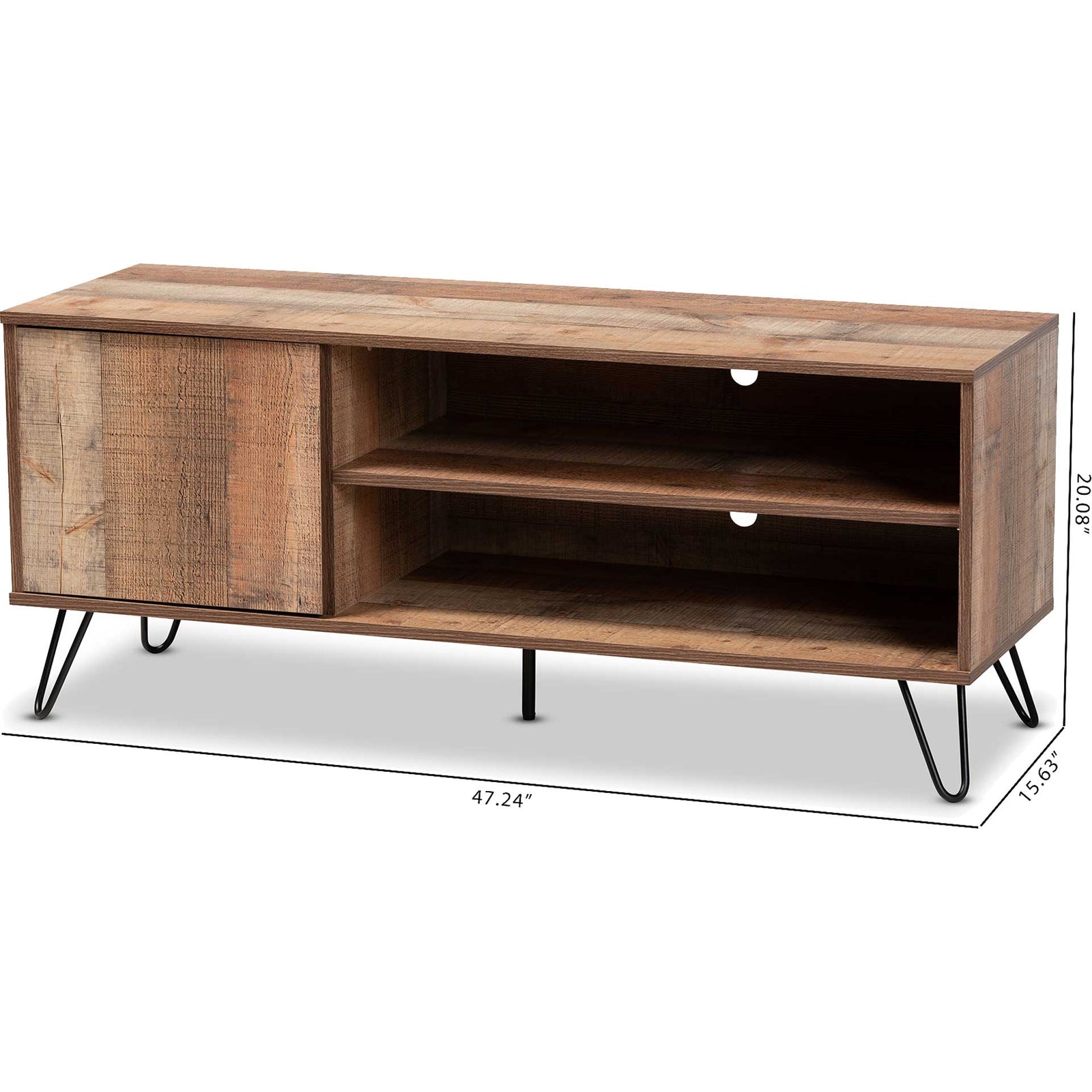 Ivan 1-Door TV Stand Rustic Oak/Black