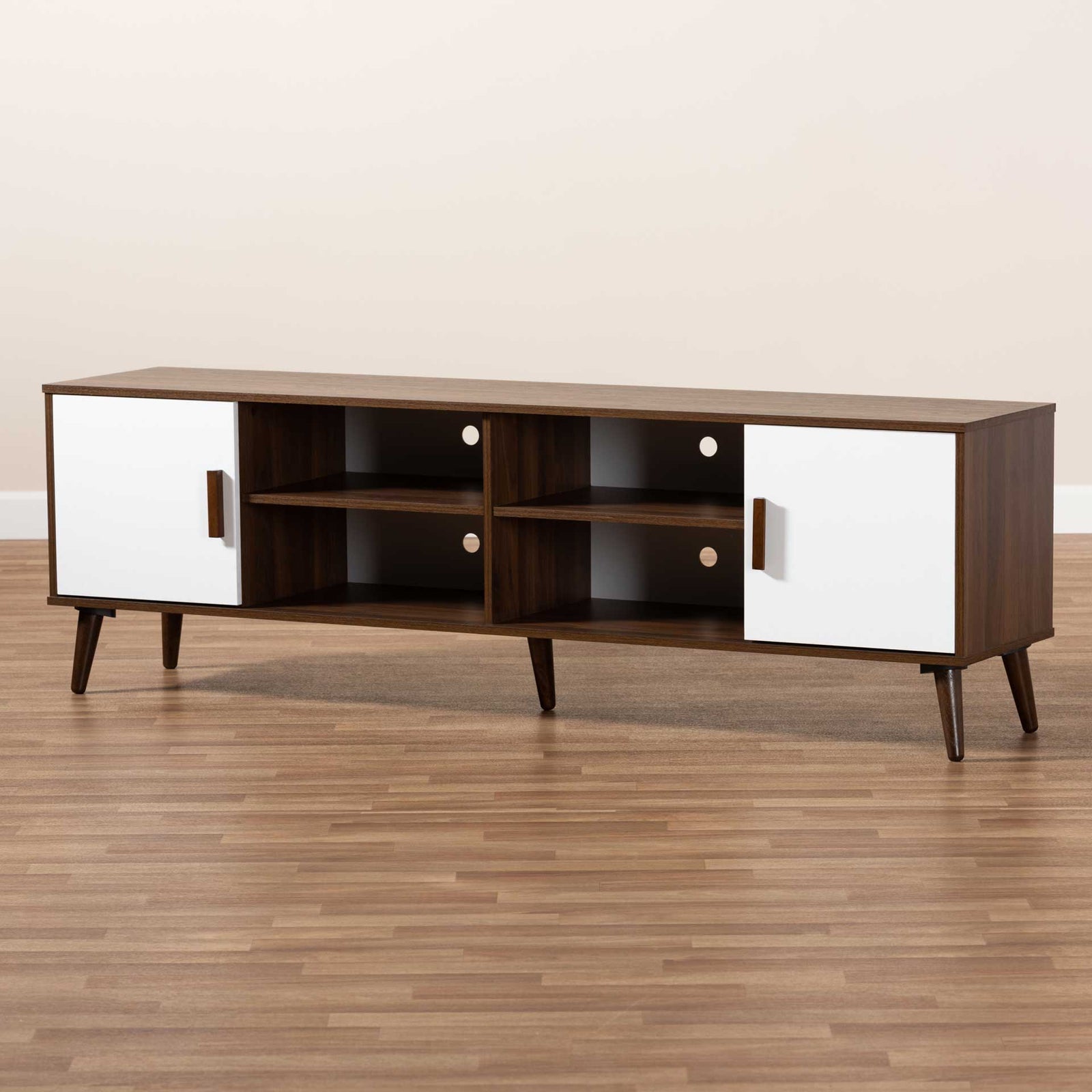 Quan 2-Door TV Stand Walnut/White