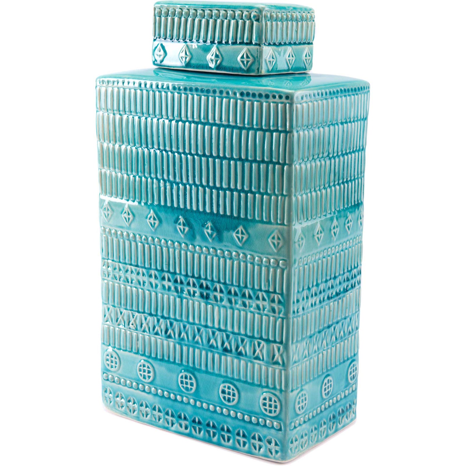 Tribal Covered Jar Blue