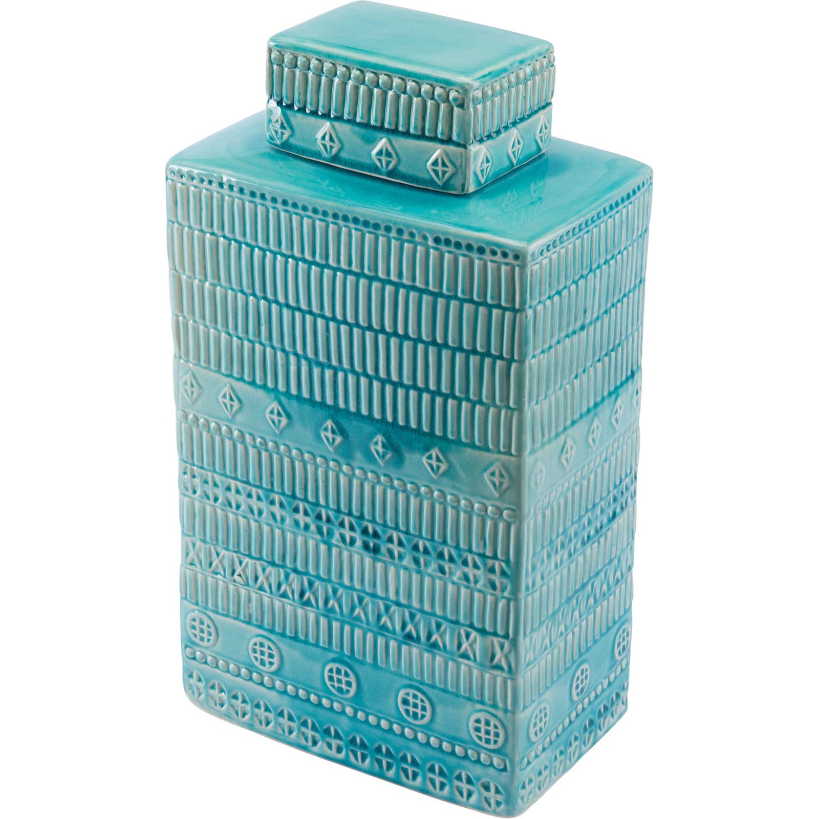 Tribal Covered Jar Blue