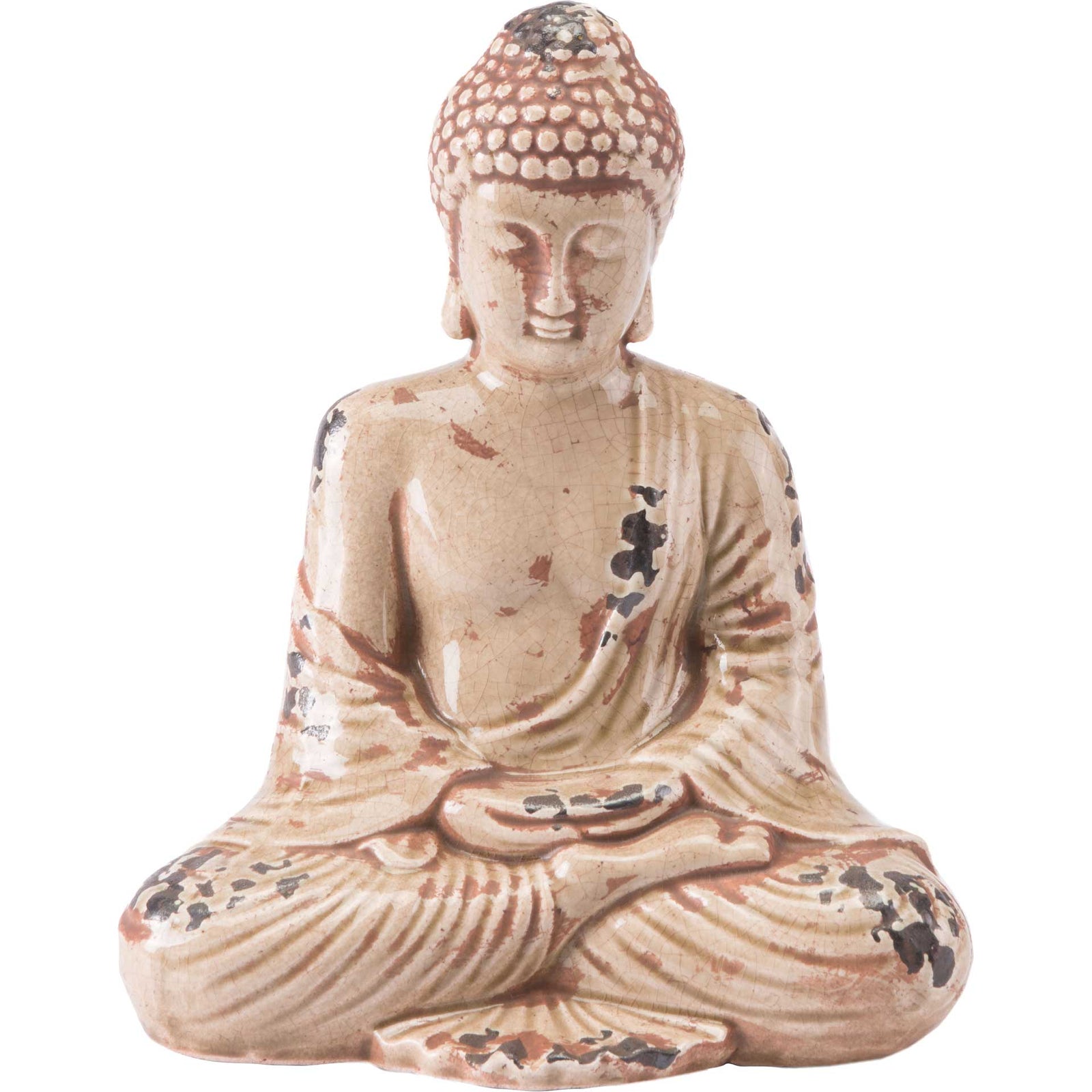 Sitting Buddha Distressed Taupe