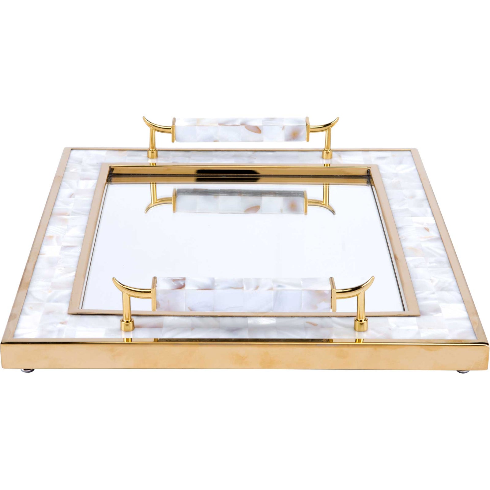 Mother of Pearl Horn Handle Tray White