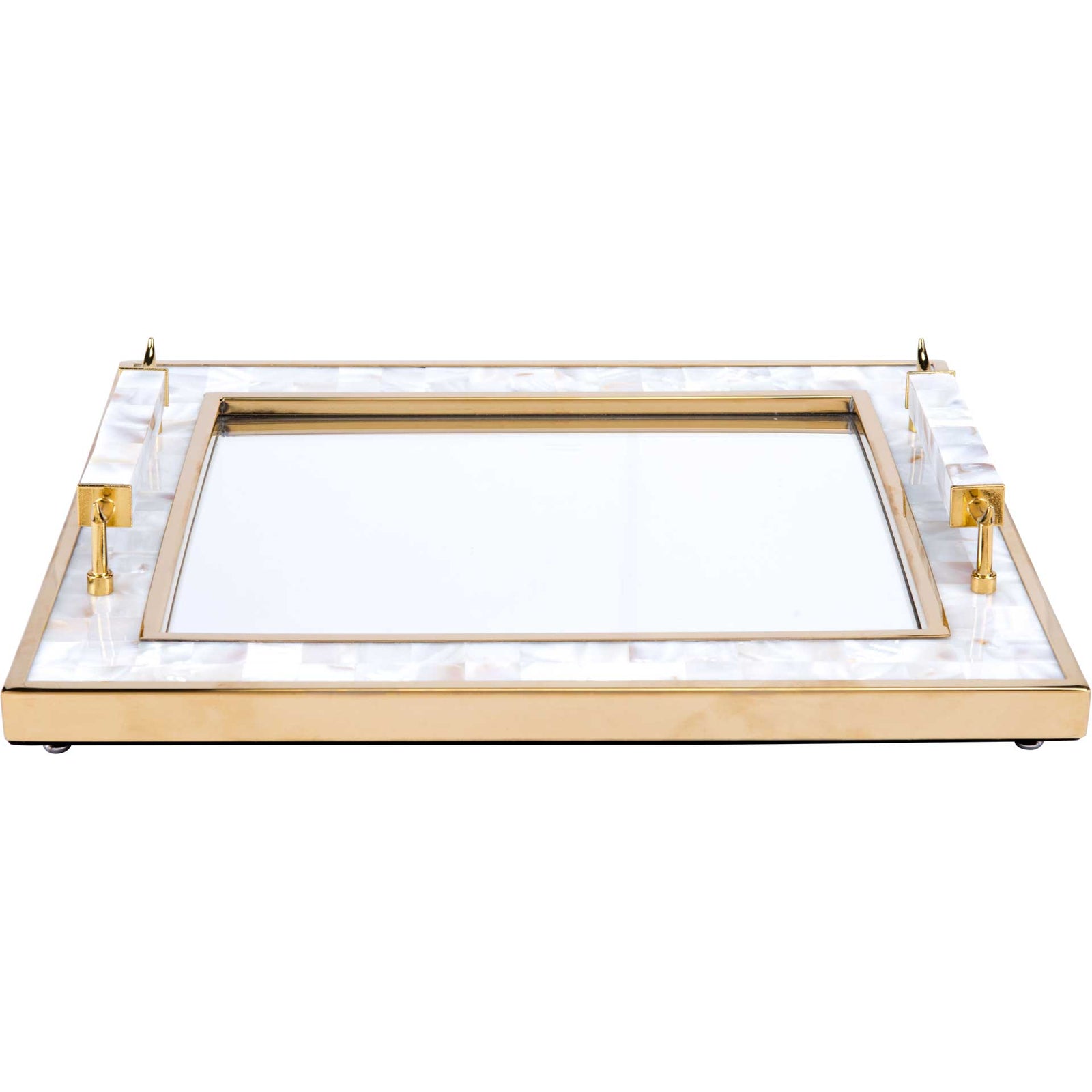 Mother of Pearl Horn Handle Tray White