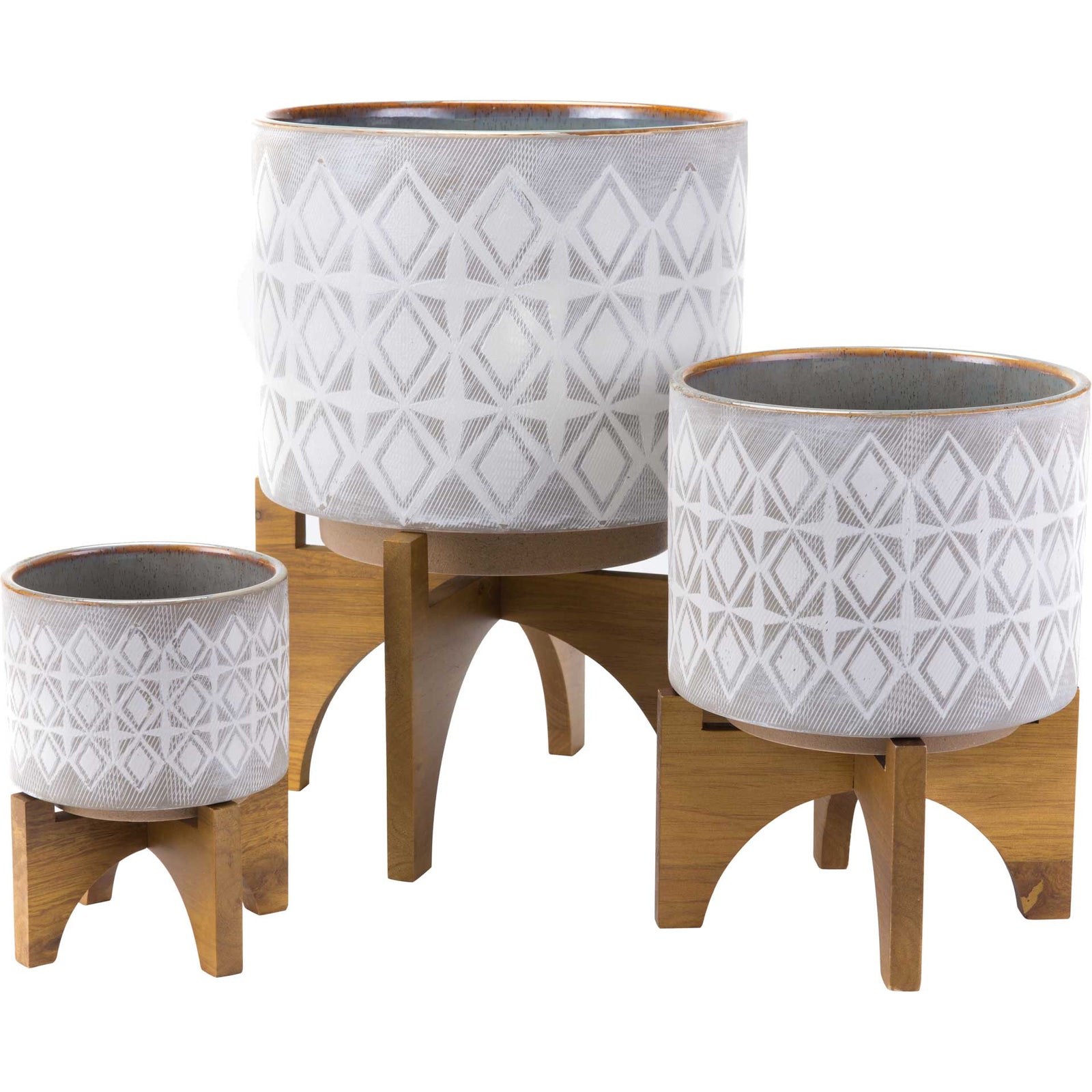 Arizona Wood Base Planter Gray/White