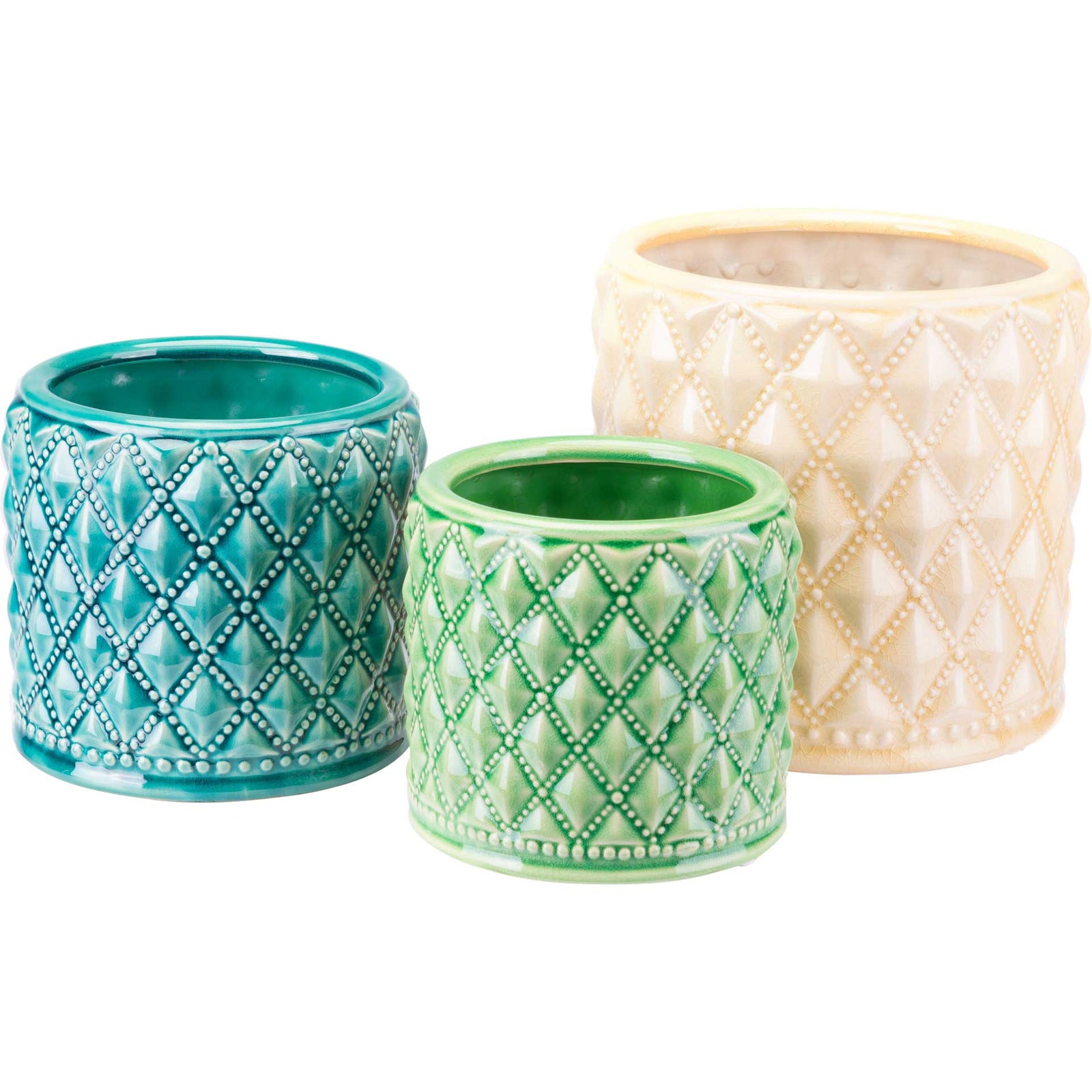 Tufted Planter Green/Teal/Cream